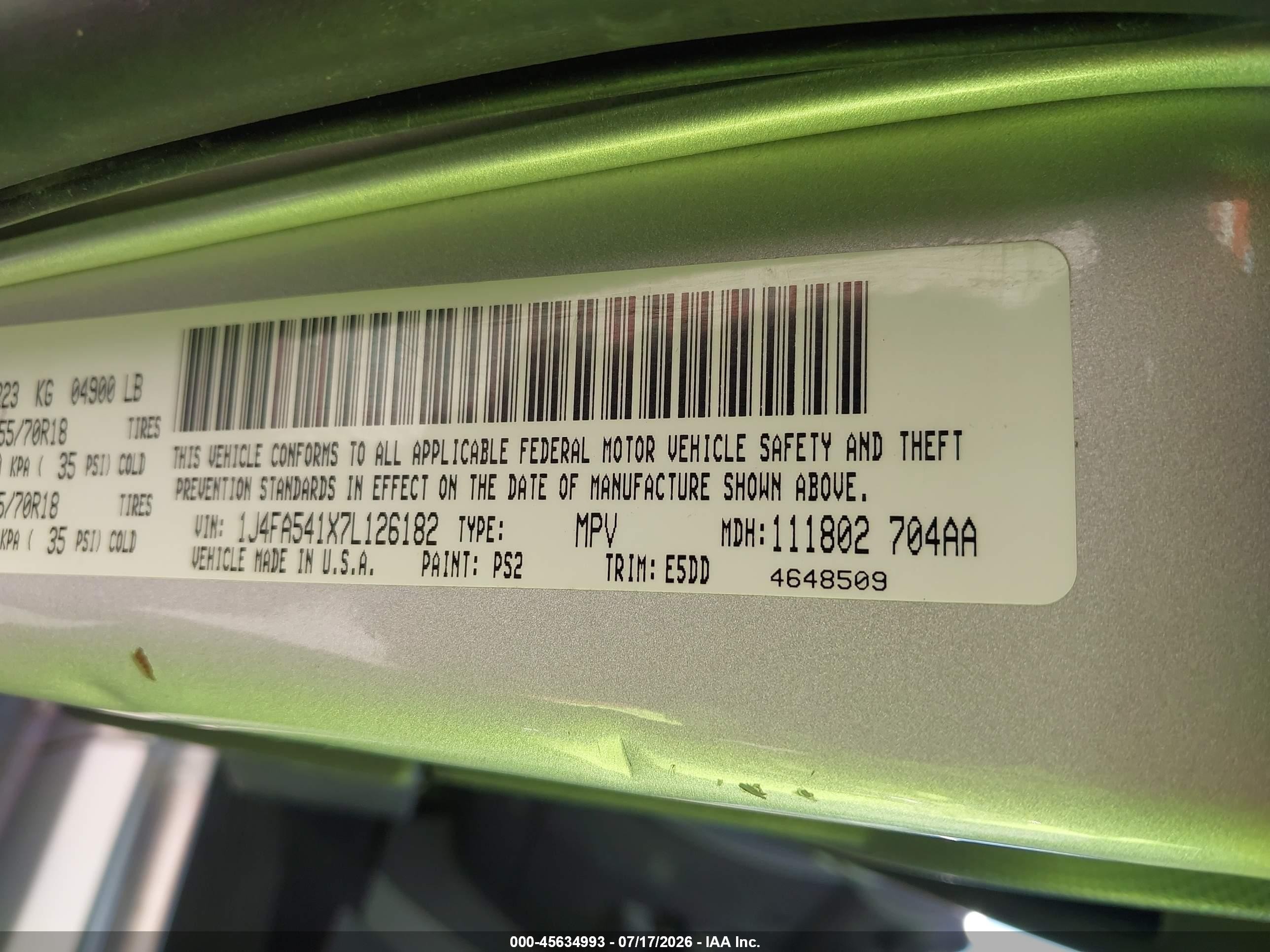 2007 Jeep Wrangler Sahara Серебряный vin: 1J4FA541X7L126182