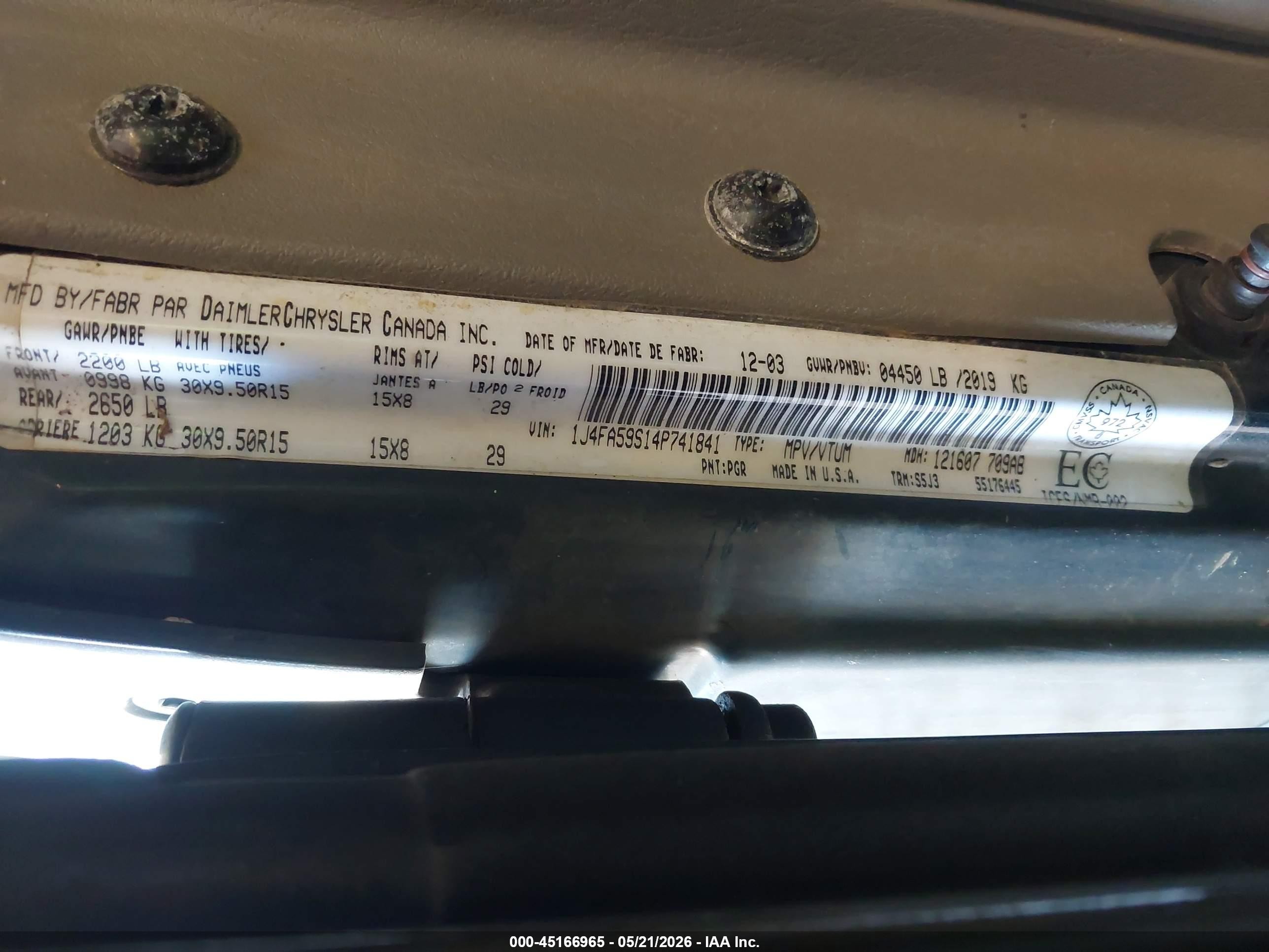 2004 Jeep Tj Sahara Зеленый vin: 1J4FA59S14P741841