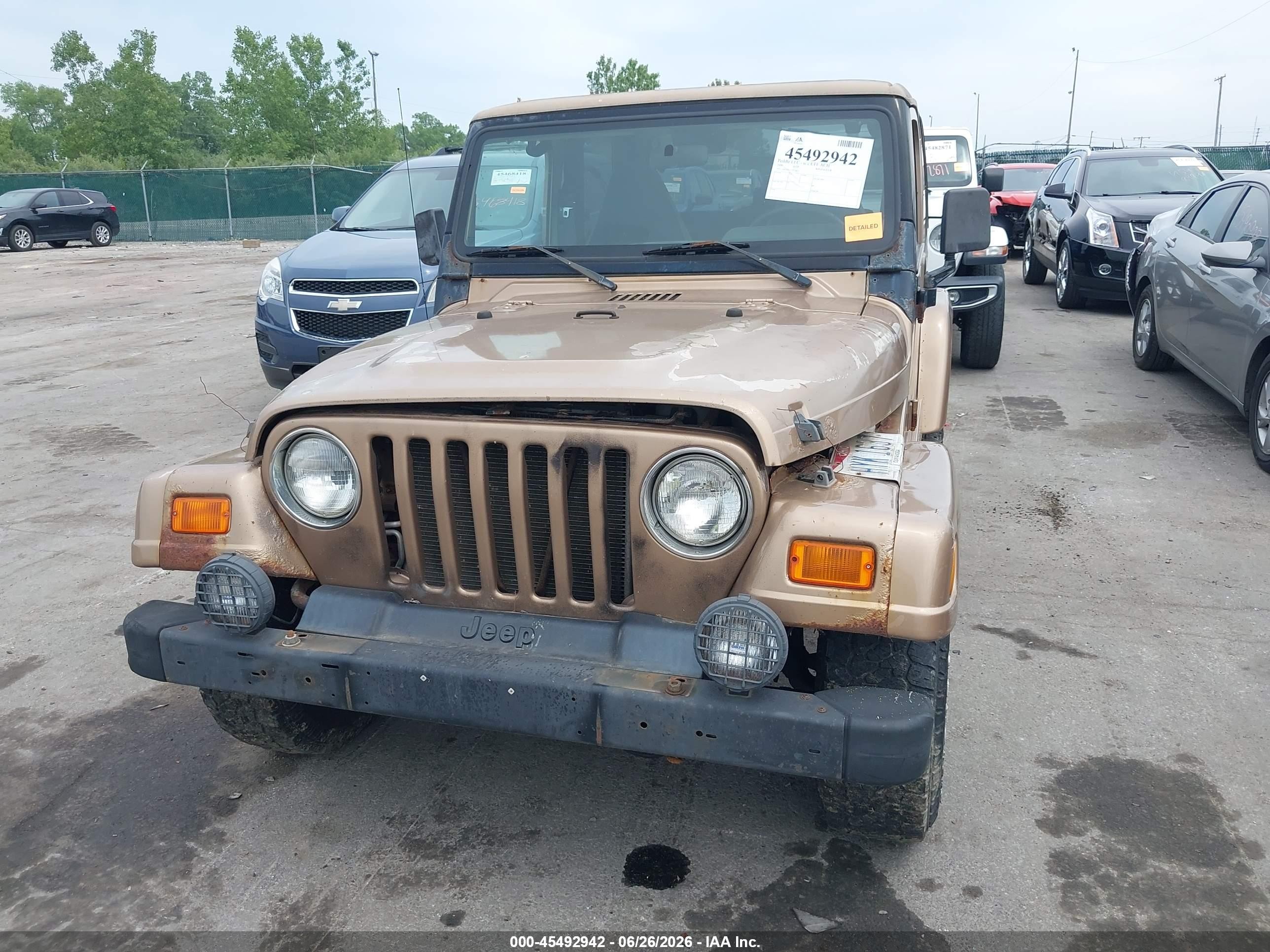 2000 Jeep Wrangler Sahara Beige vin: 1J4FA59S4YP754511