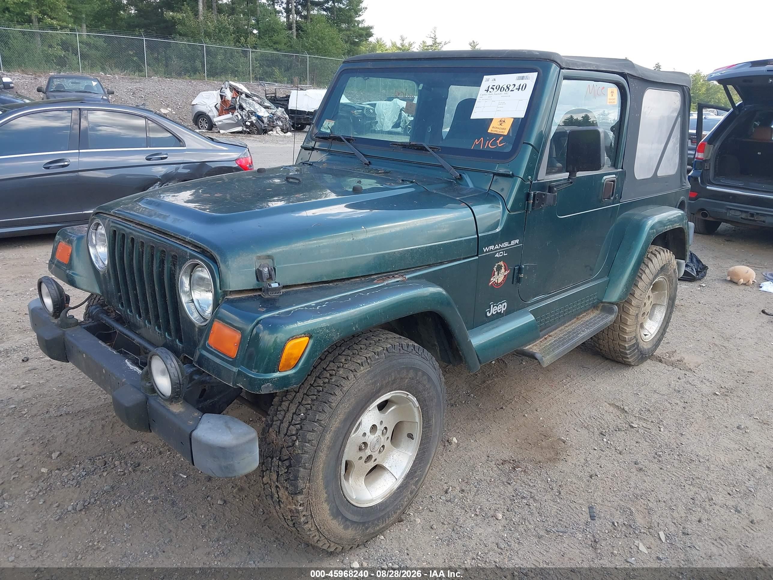 2000 Jeep Wrangler Sahara Green vin: 1J4FA59S9YP753779