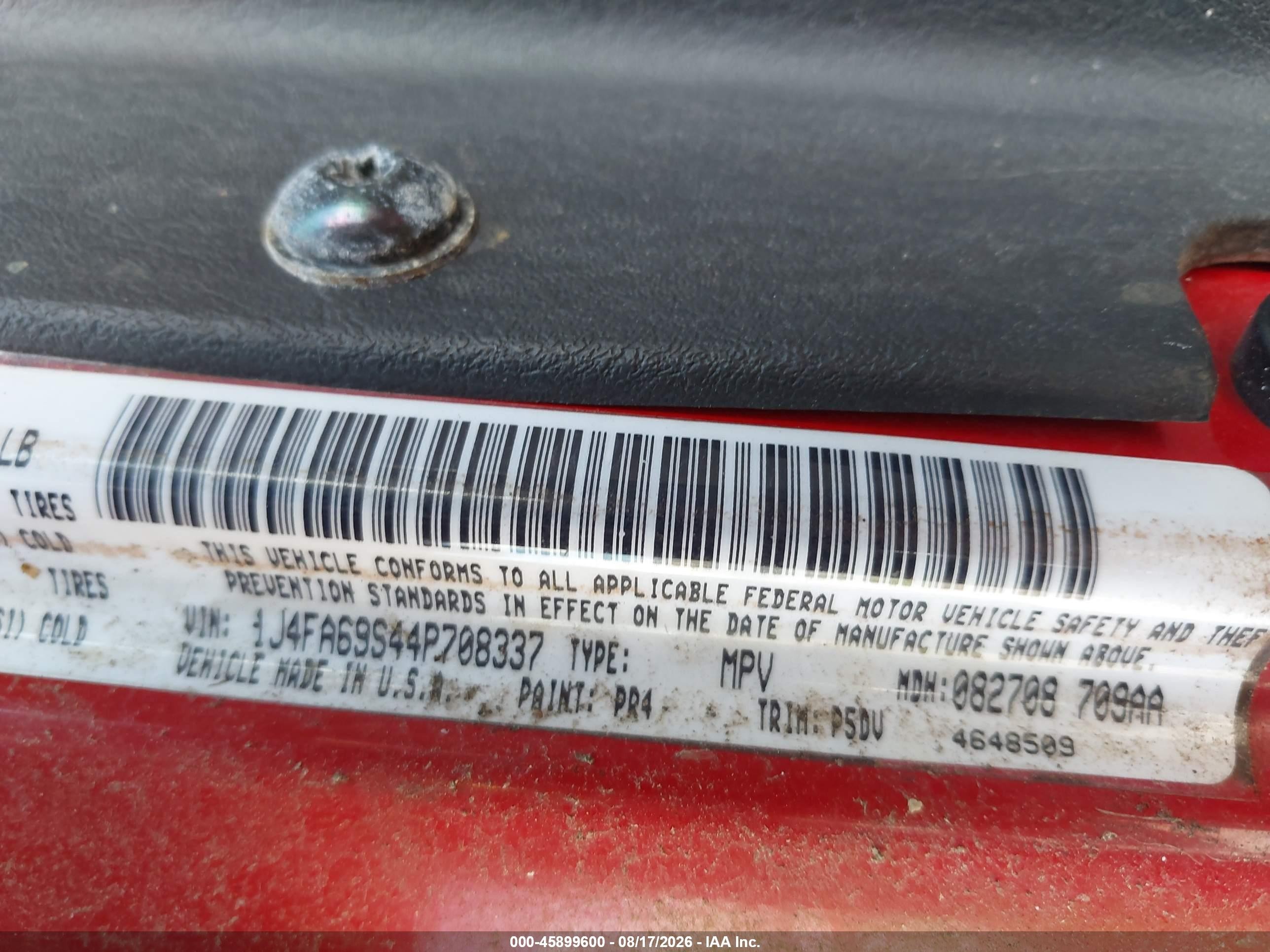 2004 Jeep Wrangler Rubicon Red vin: 1J4FA69S44P708337