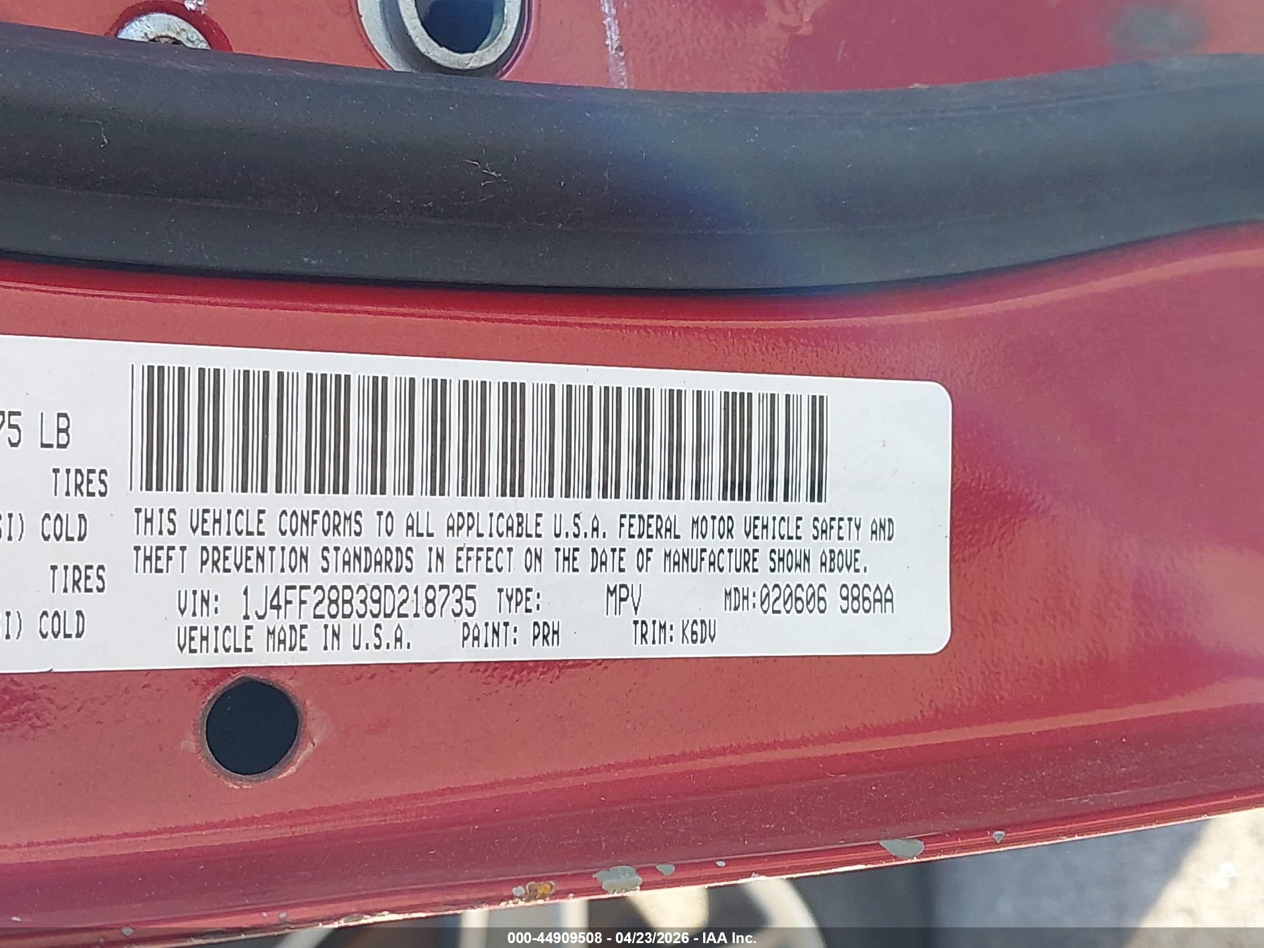 2009 Jeep Patriot Sport Red vin: 1J4FF28B39D218735