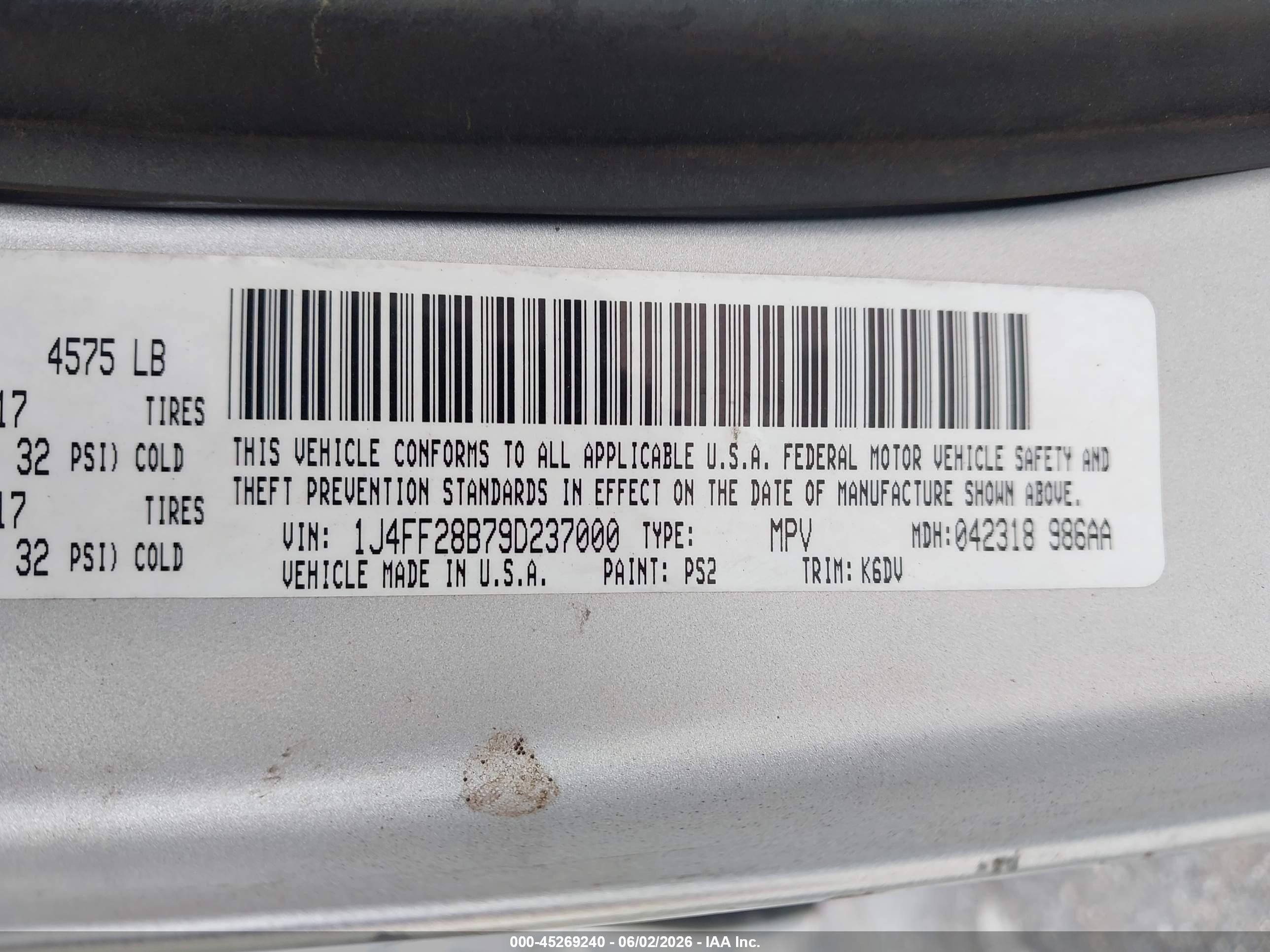 2009 Jeep Patriot Sport Silver vin: 1J4FF28B79D237000