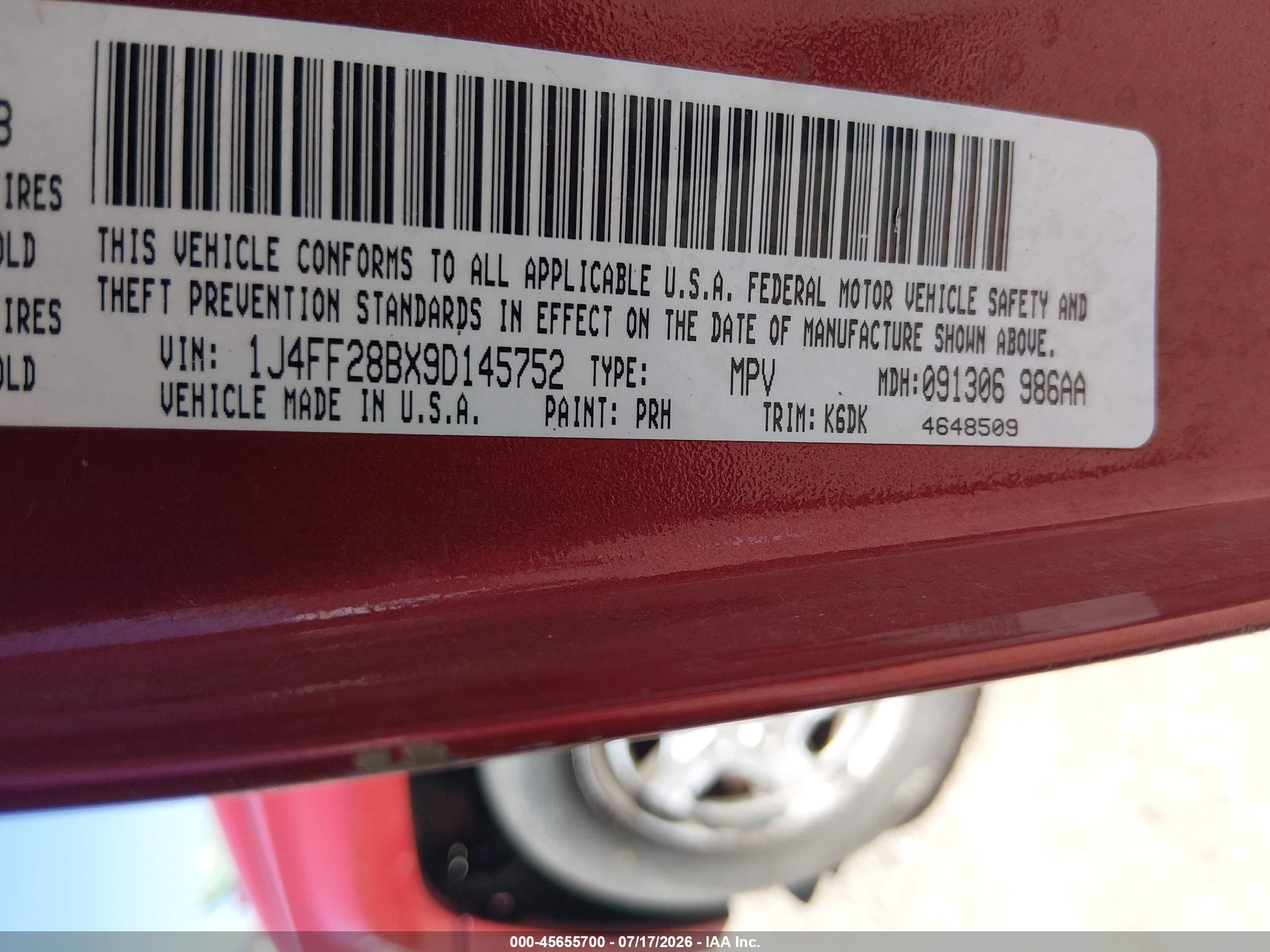 2009 Jeep Patriot Sport Red vin: 1J4FF28BX9D145752