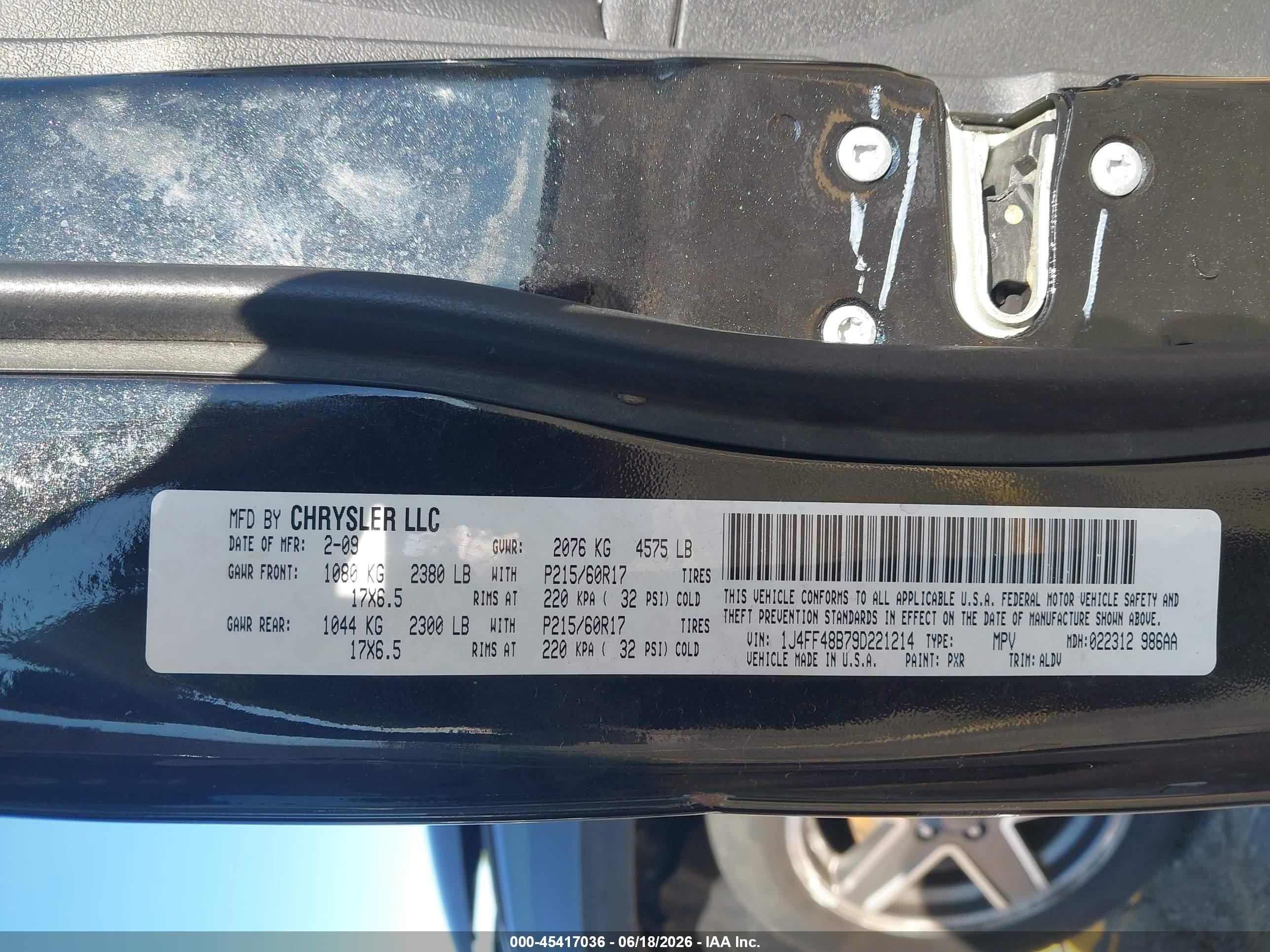 2009 Jeep Patriot Limited Black vin: 1J4FF48B79D221214