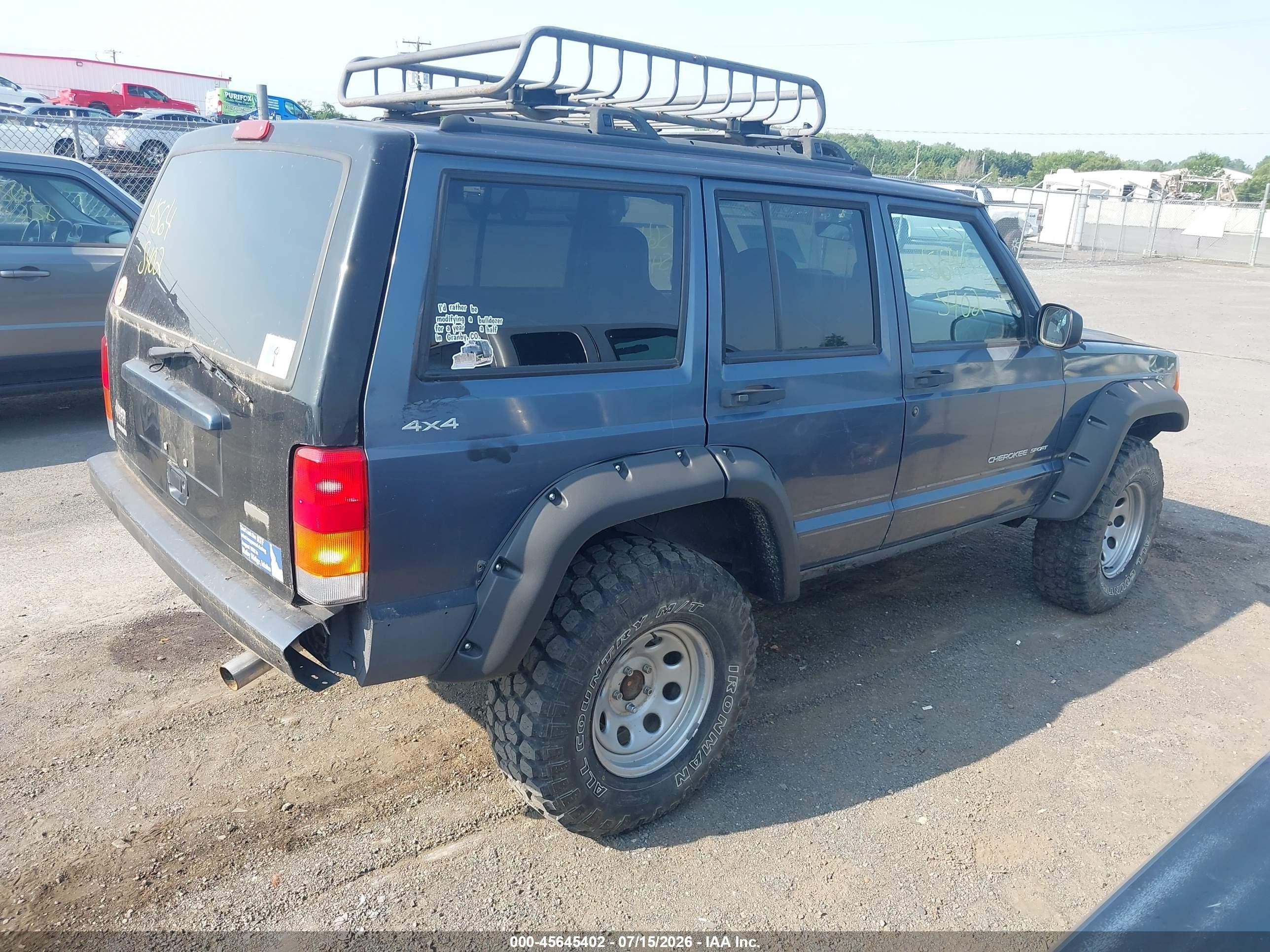 2001 Jeep Cherokee Sport Black vin: 1J4FF48S11L557032