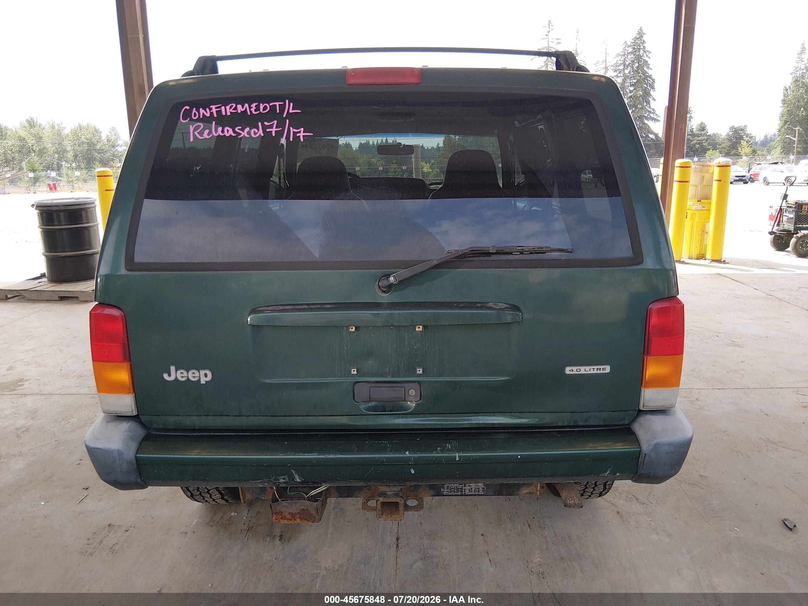2000 Jeep Cherokee Sport Green vin: 1J4FF48S8YL162811