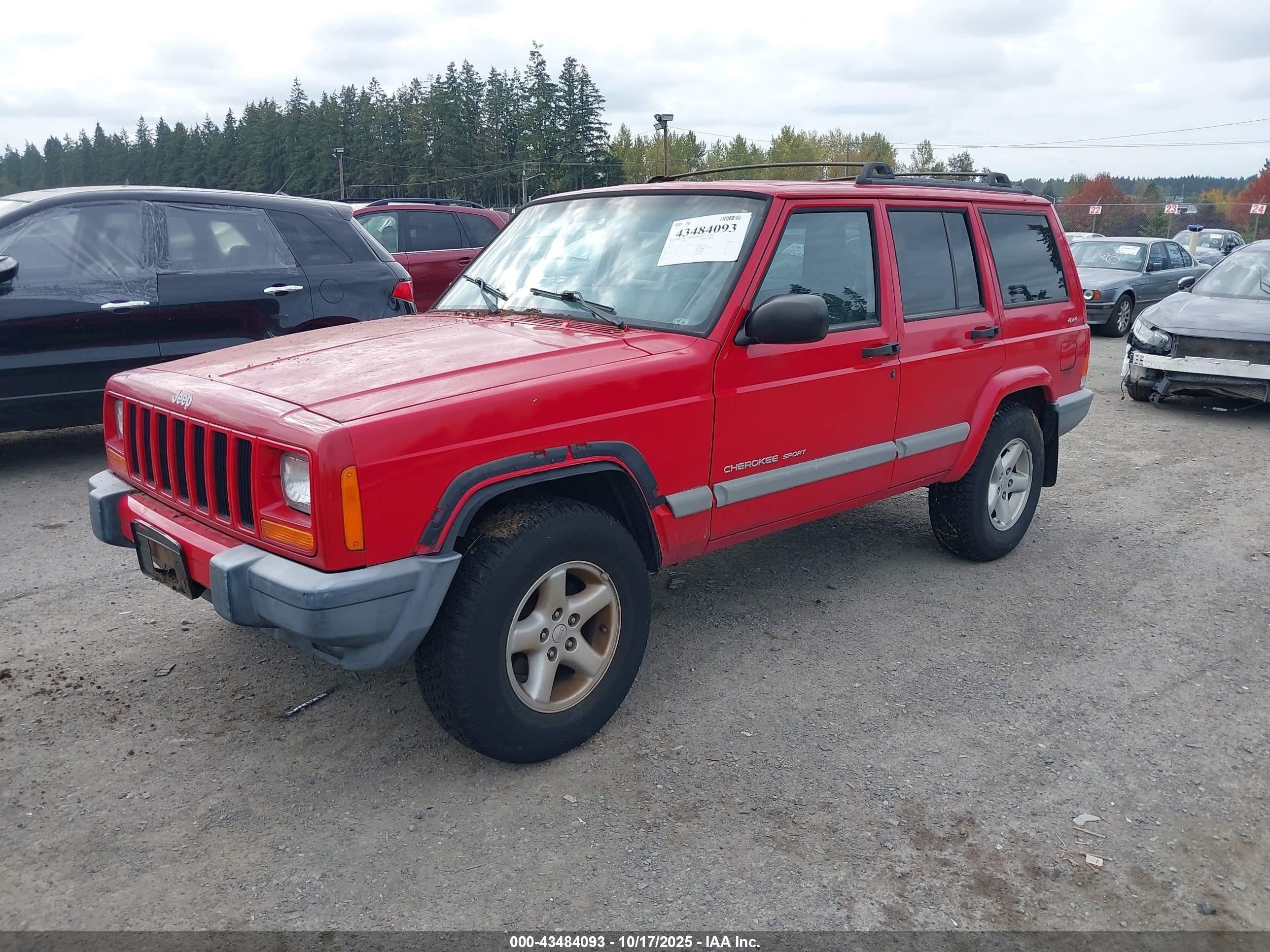 2001 Jeep Cherokee Sport Красный vin: 1J4FF48S91L572331
