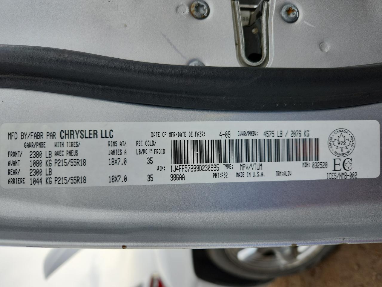2009 Jeep Compass Limited Silver vin: 1J4FF57B89D230995
