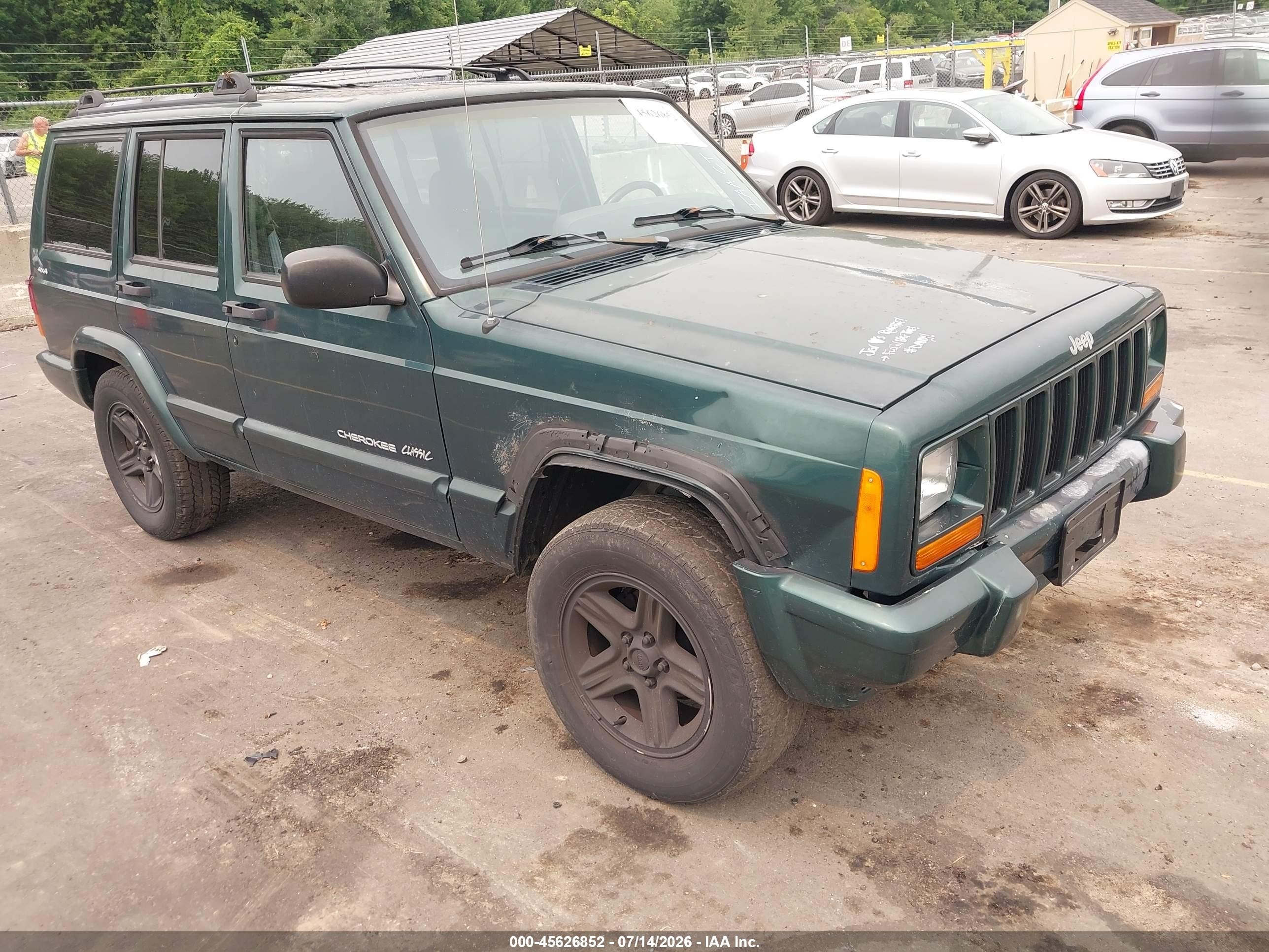 2000 Jeep Cherokee Classic Green vin: 1J4FF58S8YL199007