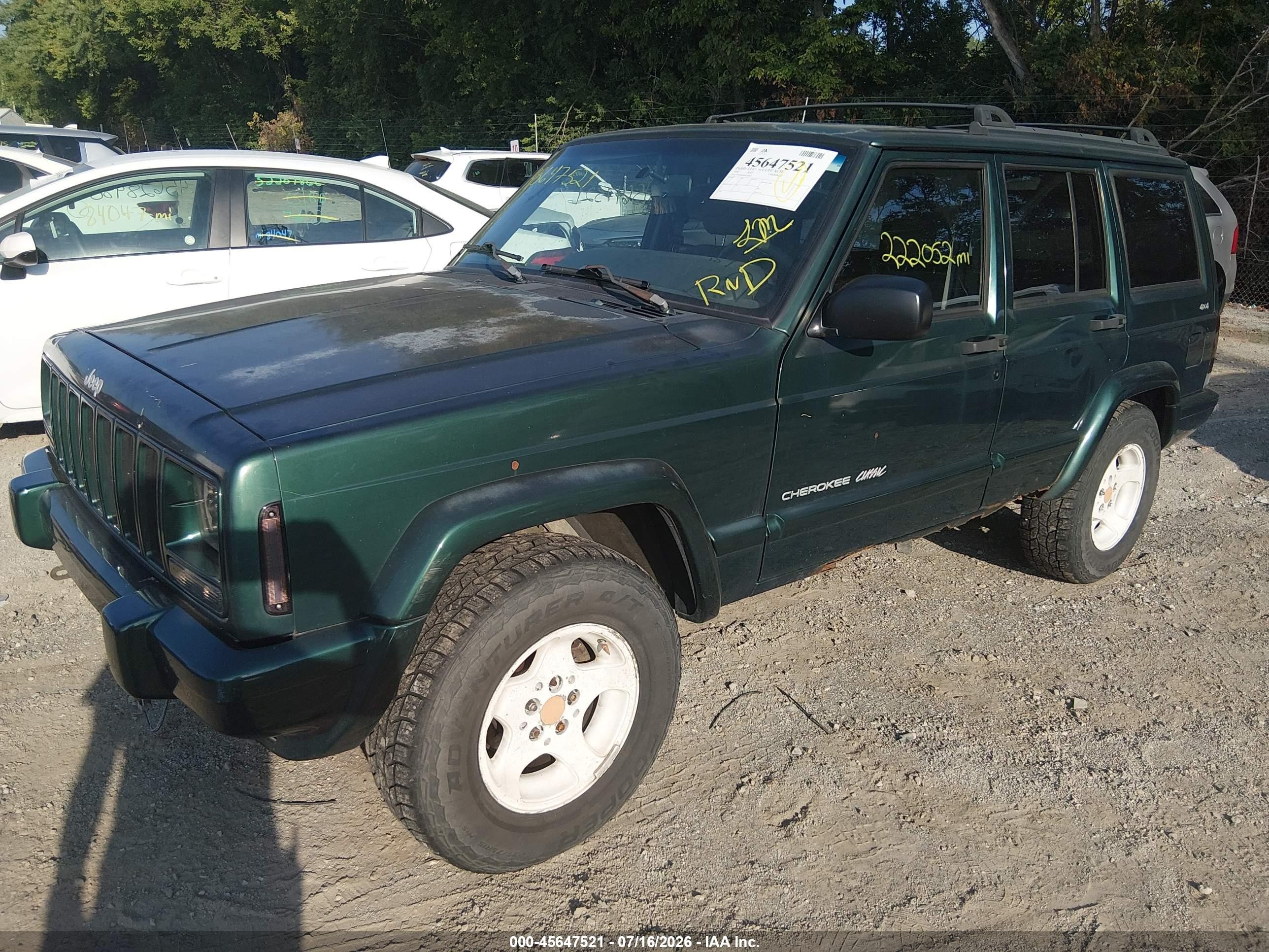 1999 Jeep Cherokee Classic/sport Green vin: 1J4FF68S8XL564631