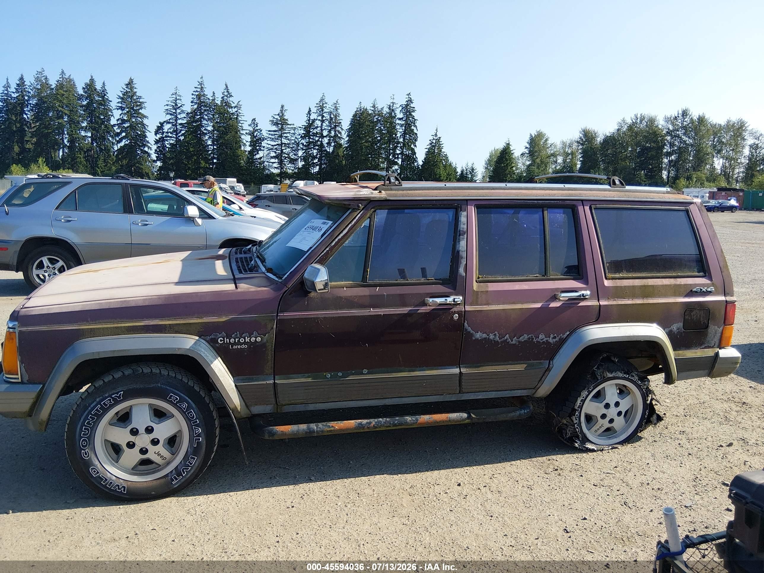 1991 Jeep Cherokee Laredo Purple vin: 1J4FJ58S4ML564145
