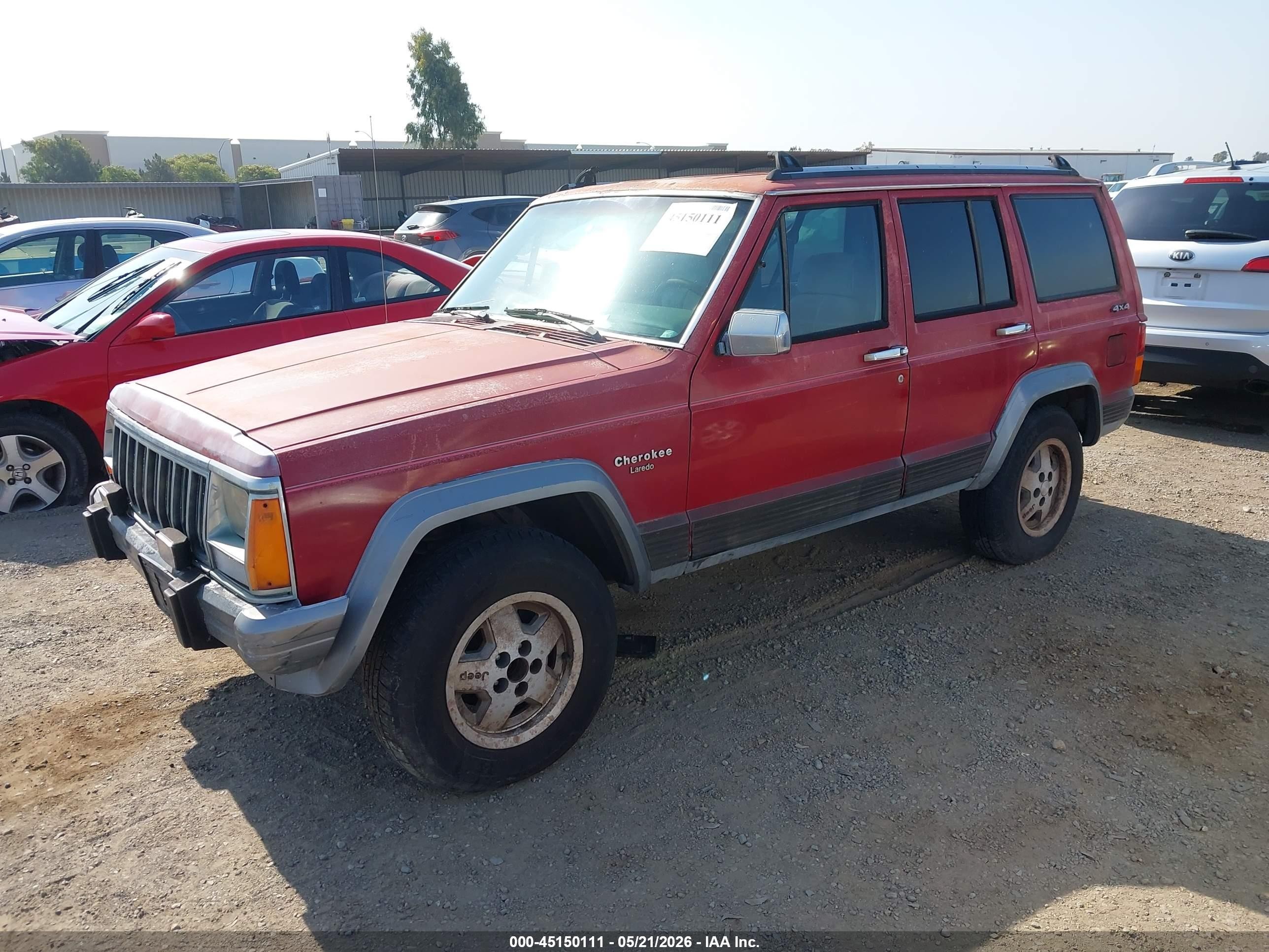 1991 Jeep Cherokee Laredo Red vin: 1J4FJ58S9ML637154