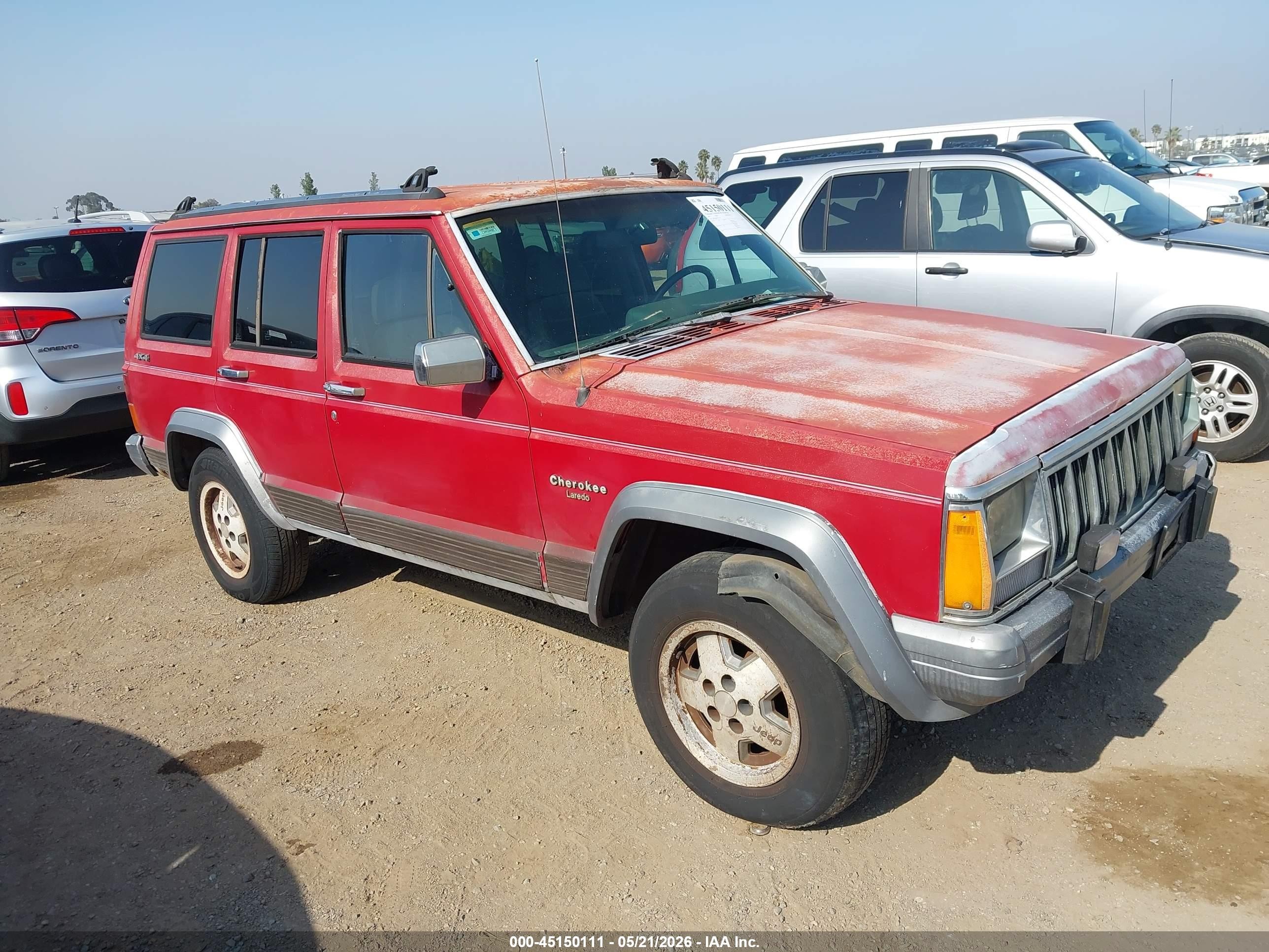 1991 Jeep Cherokee Laredo Red vin: 1J4FJ58S9ML637154