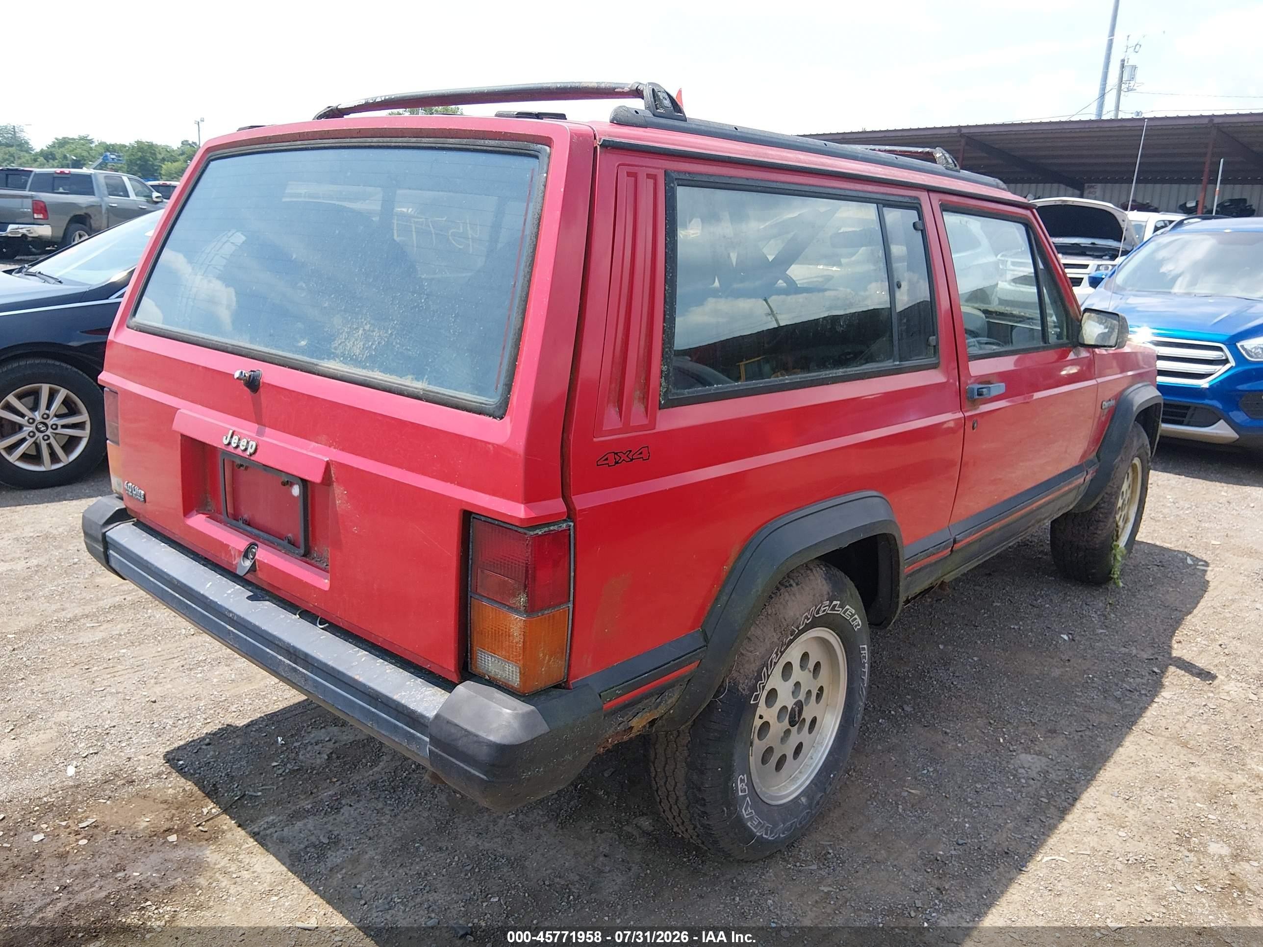 1993 Jeep Cherokee Sport Red vin: 1J4FJ67S9PL589697