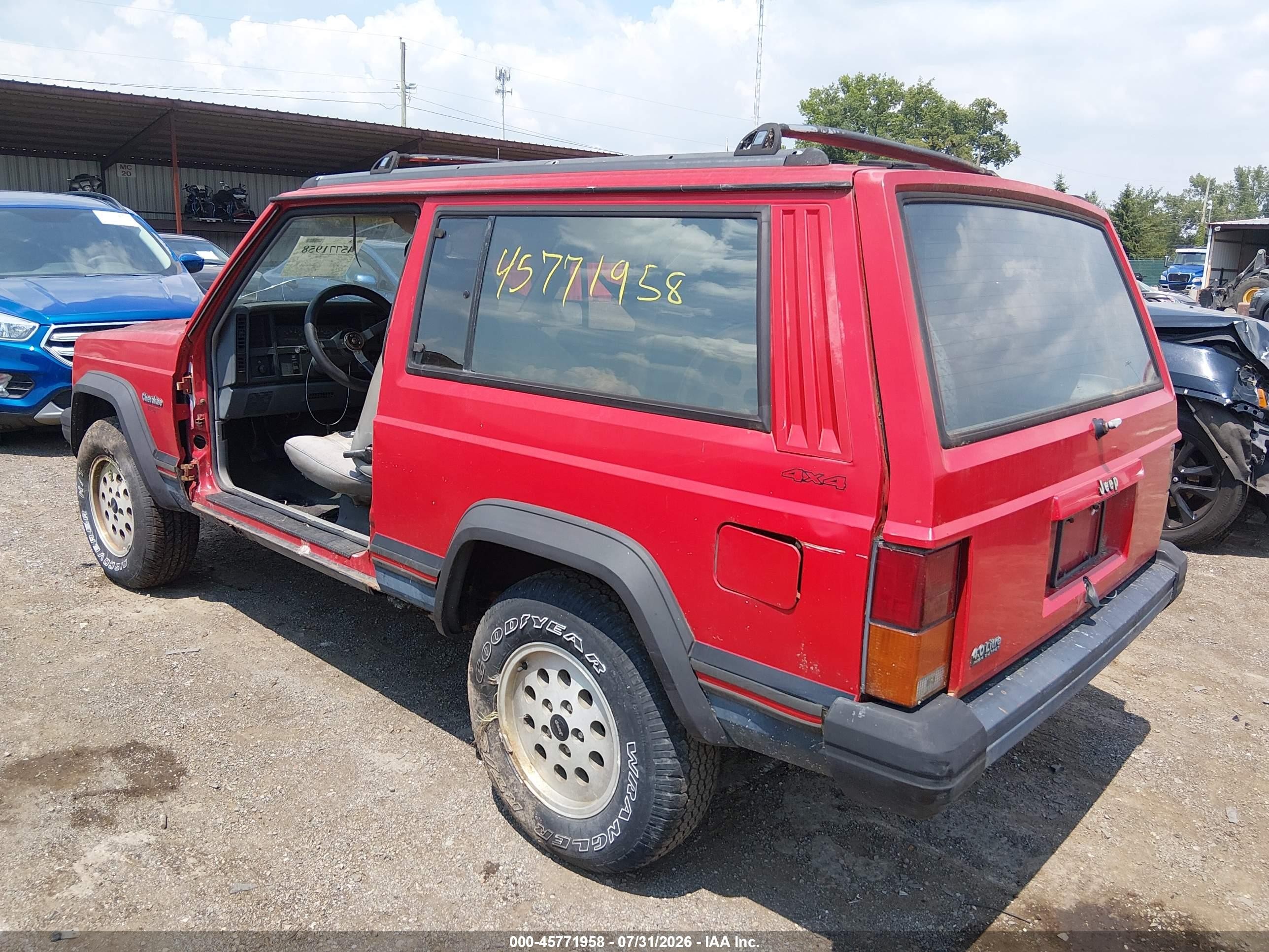 1993 Jeep Cherokee Sport Red vin: 1J4FJ67S9PL589697
