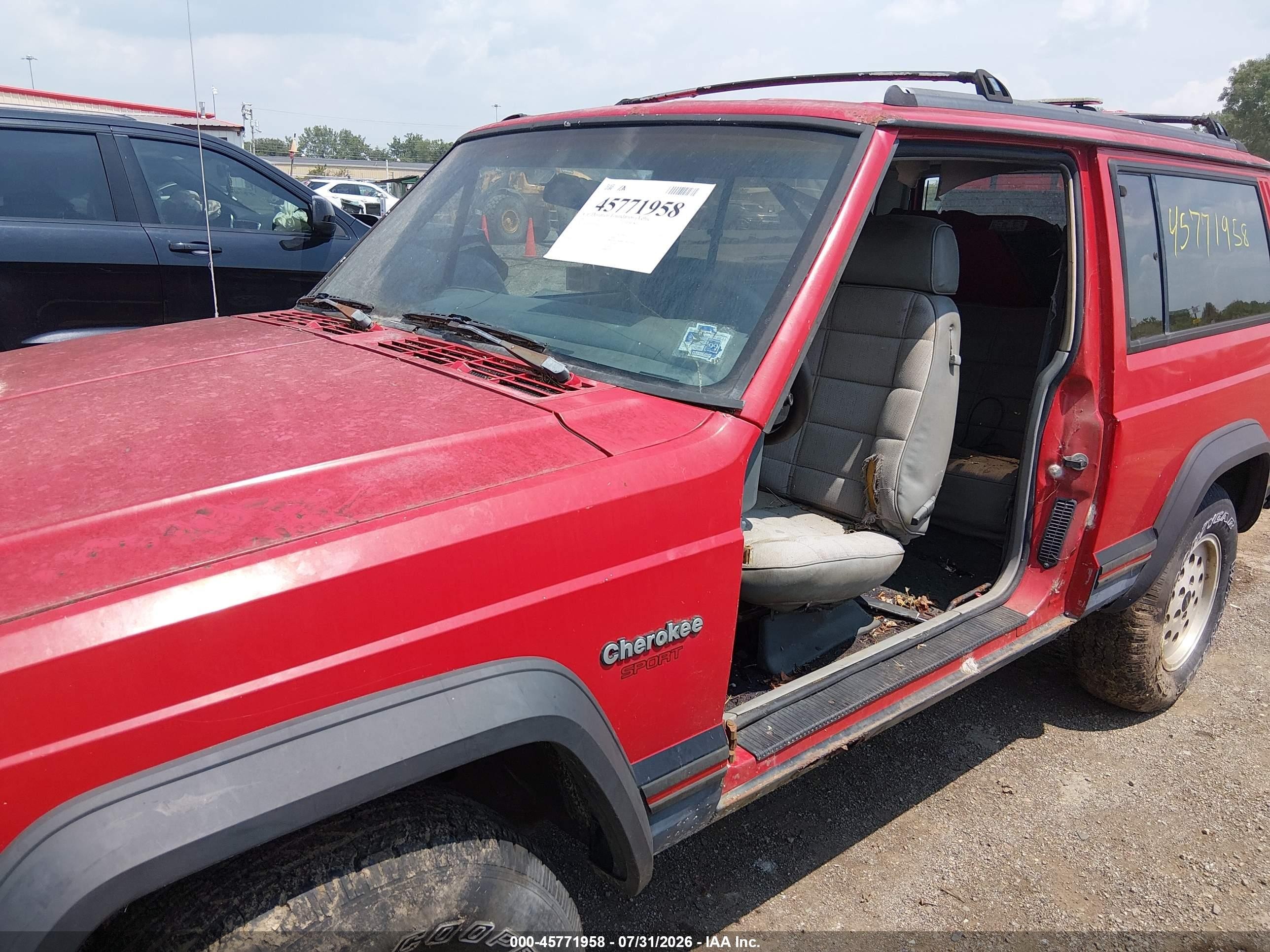1993 Jeep Cherokee Sport Red vin: 1J4FJ67S9PL589697