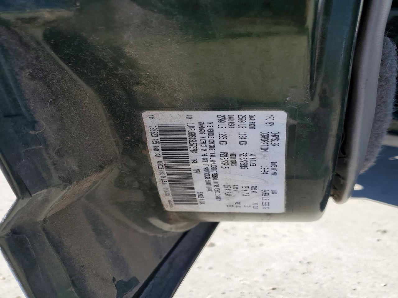 1995 Jeep Cherokee Sport Green vin: 1J4FJ68S1SL575784