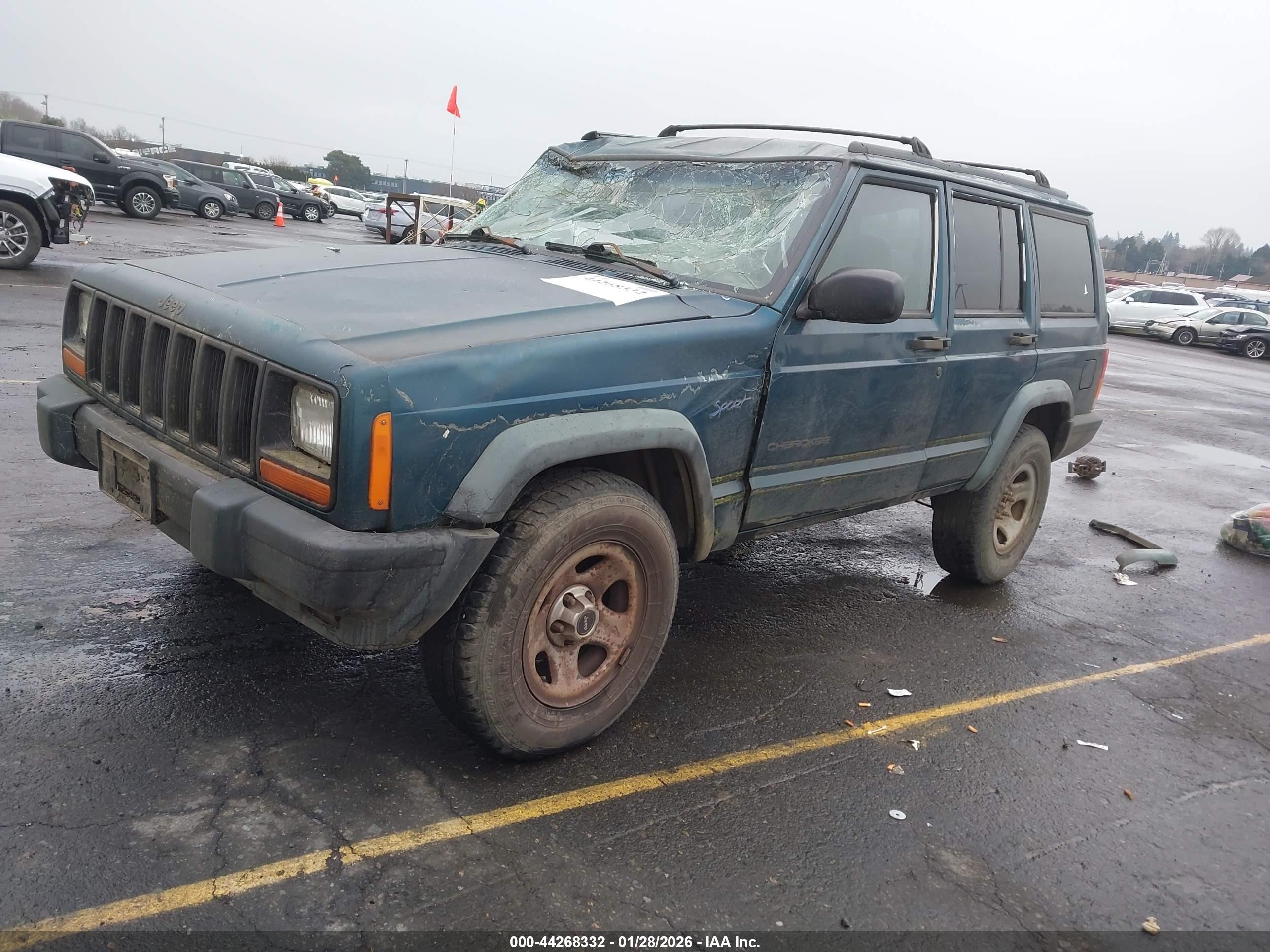 1997 Jeep Cherokee Sport Green vin: 1J4FJ68S4VL584564