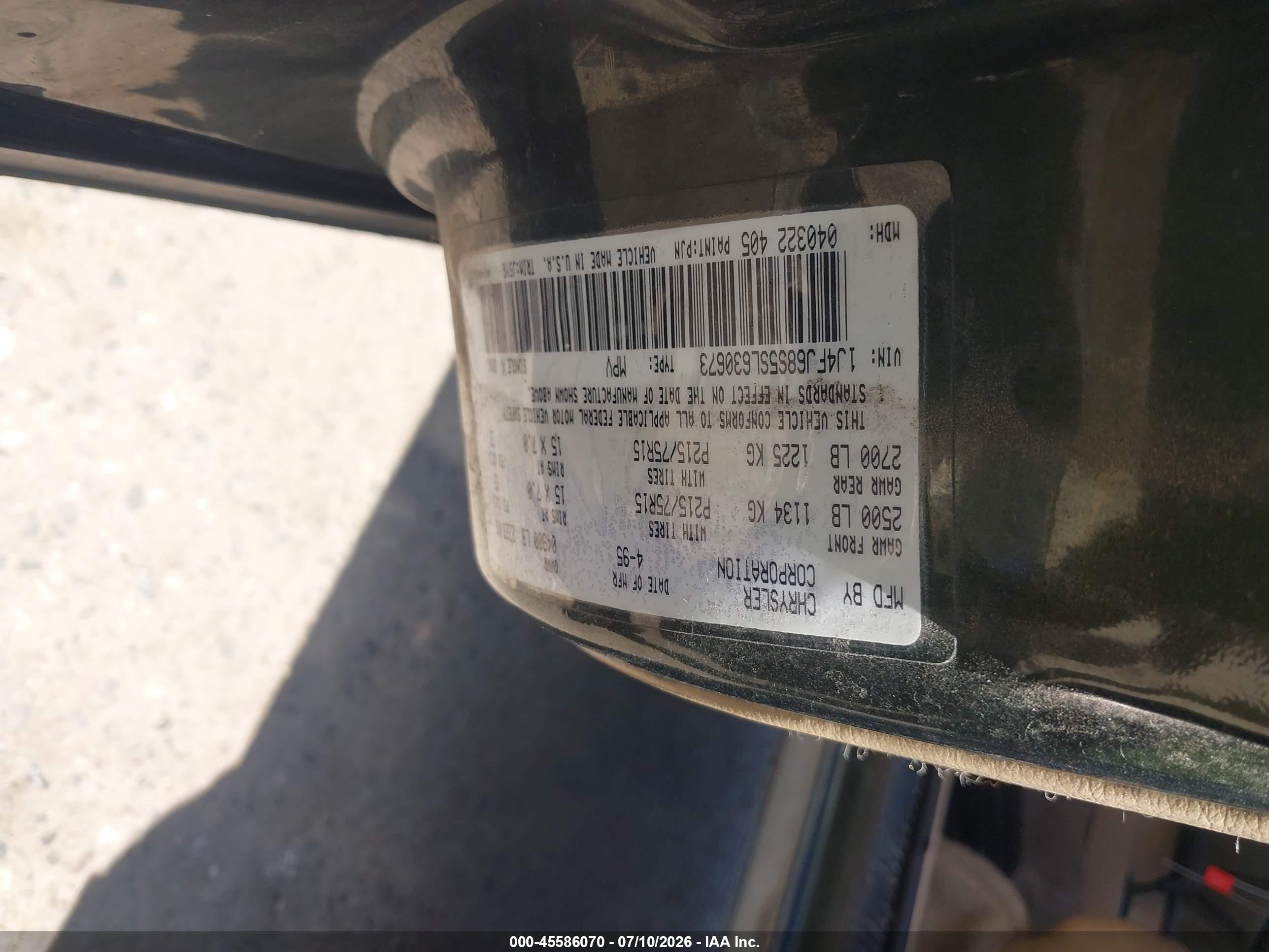 1995 Jeep Cherokee Sport Green vin: 1J4FJ68S5SL630673