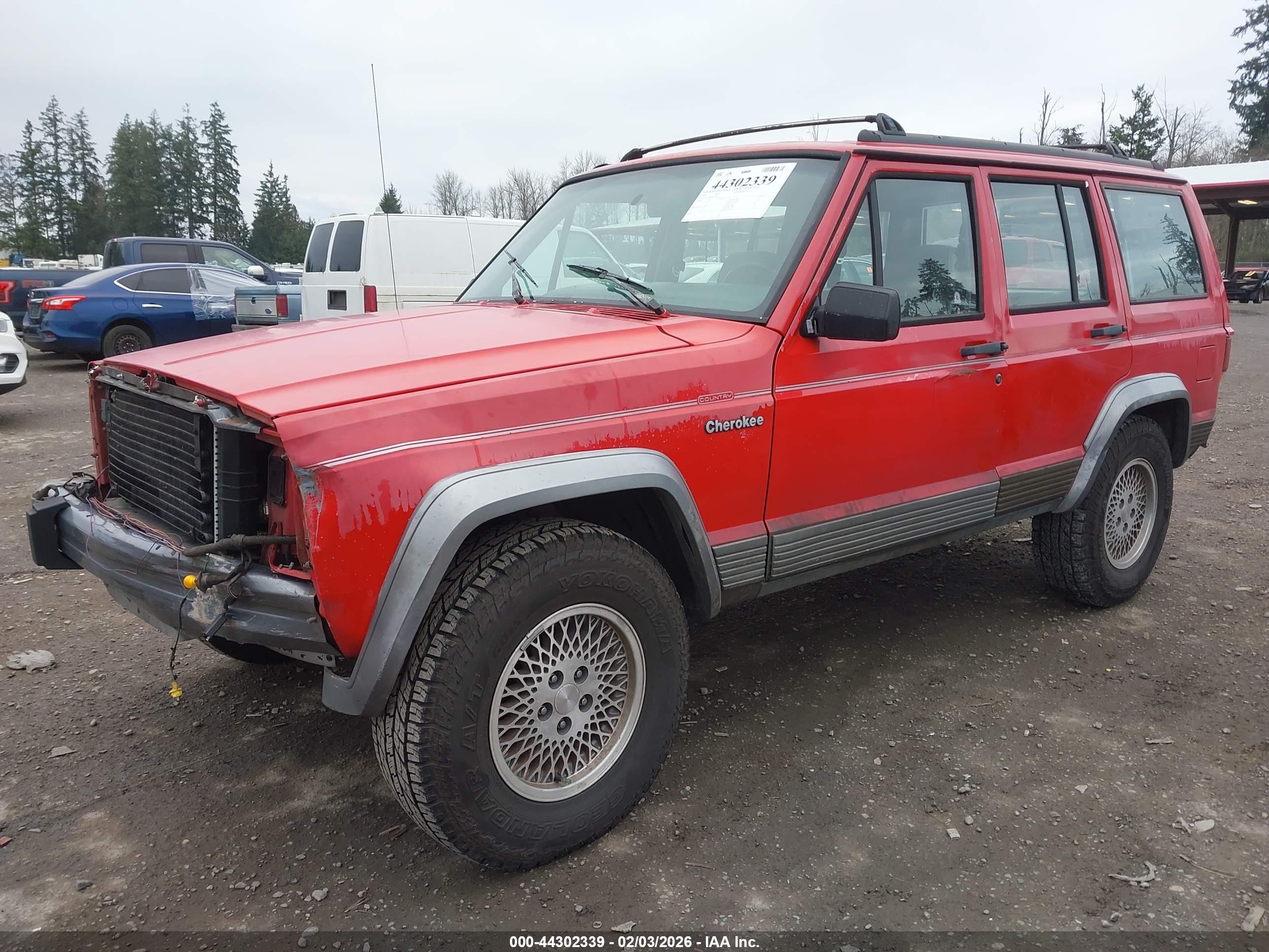 1993 Jeep Cherokee Country Red vin: 1J4FJ78SXPL589079