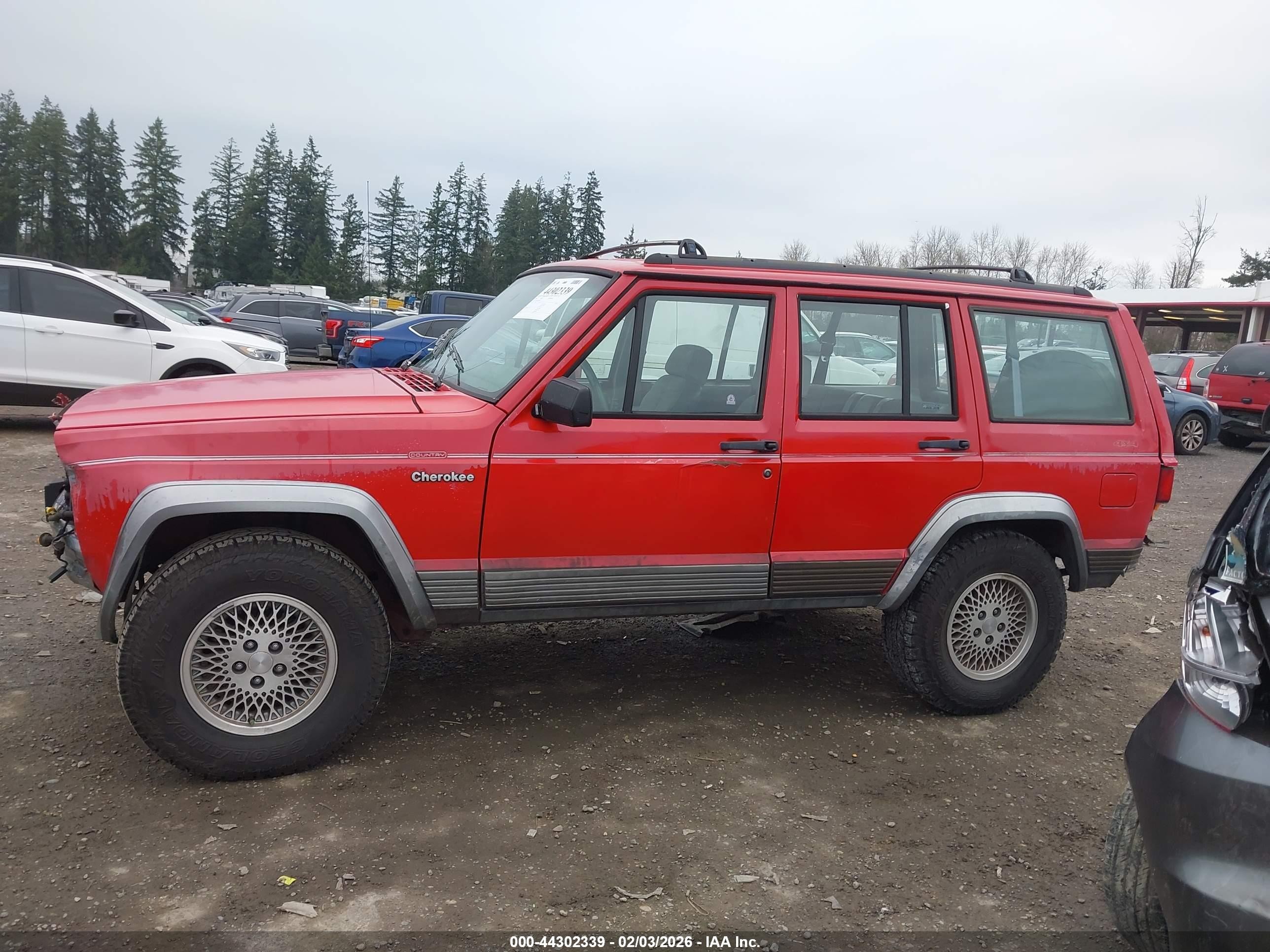1993 Jeep Cherokee Country Red vin: 1J4FJ78SXPL589079
