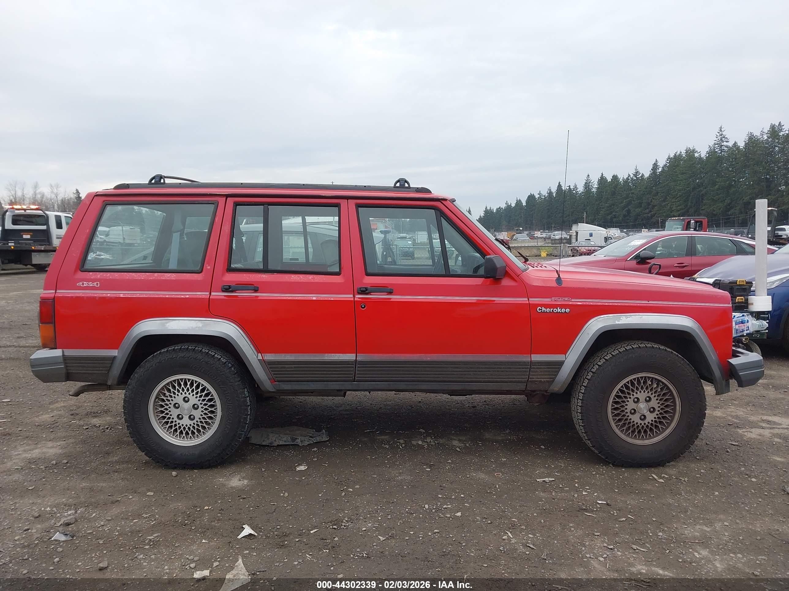 1993 Jeep Cherokee Country Red vin: 1J4FJ78SXPL589079