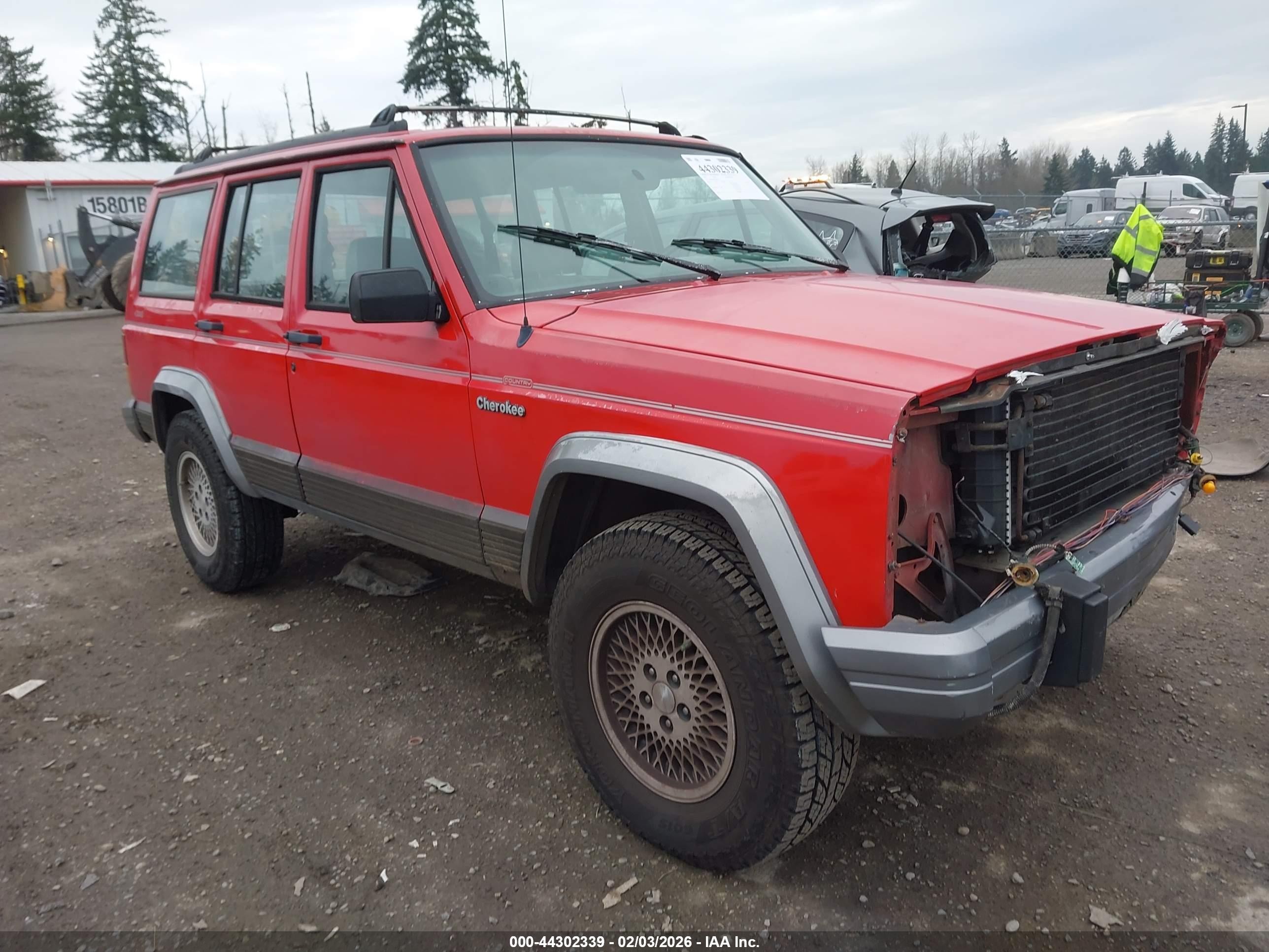 1993 Jeep Cherokee Country Red vin: 1J4FJ78SXPL589079