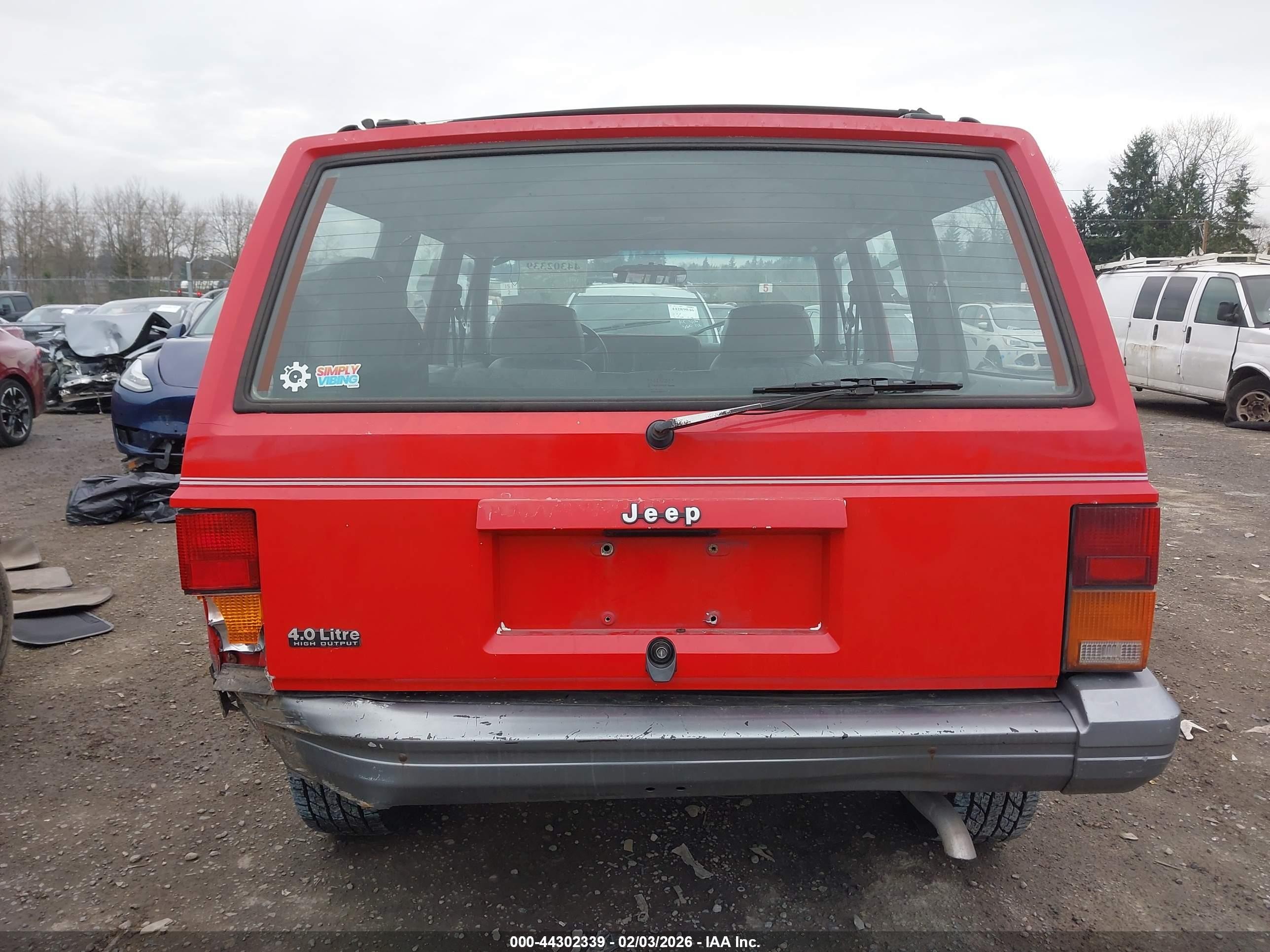 1993 Jeep Cherokee Country Red vin: 1J4FJ78SXPL589079