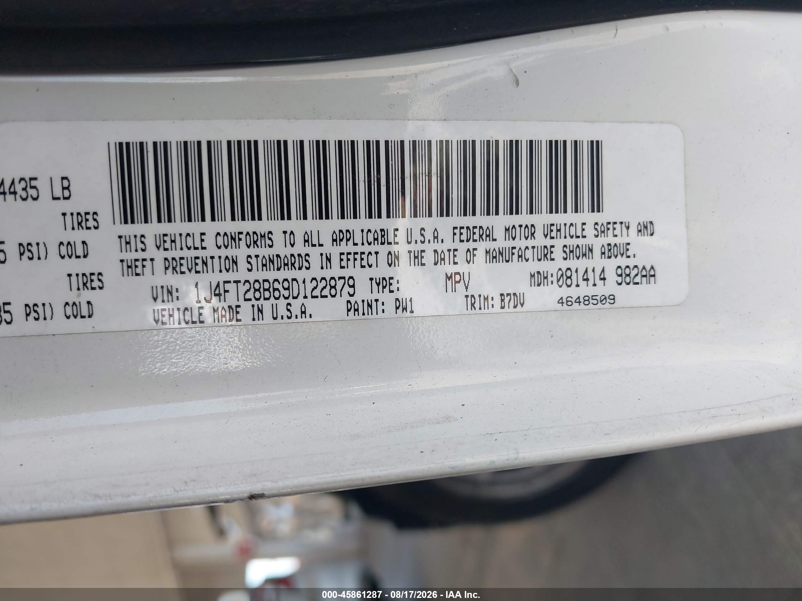 2009 Jeep Patriot Sport White vin: 1J4FT28B69D122879
