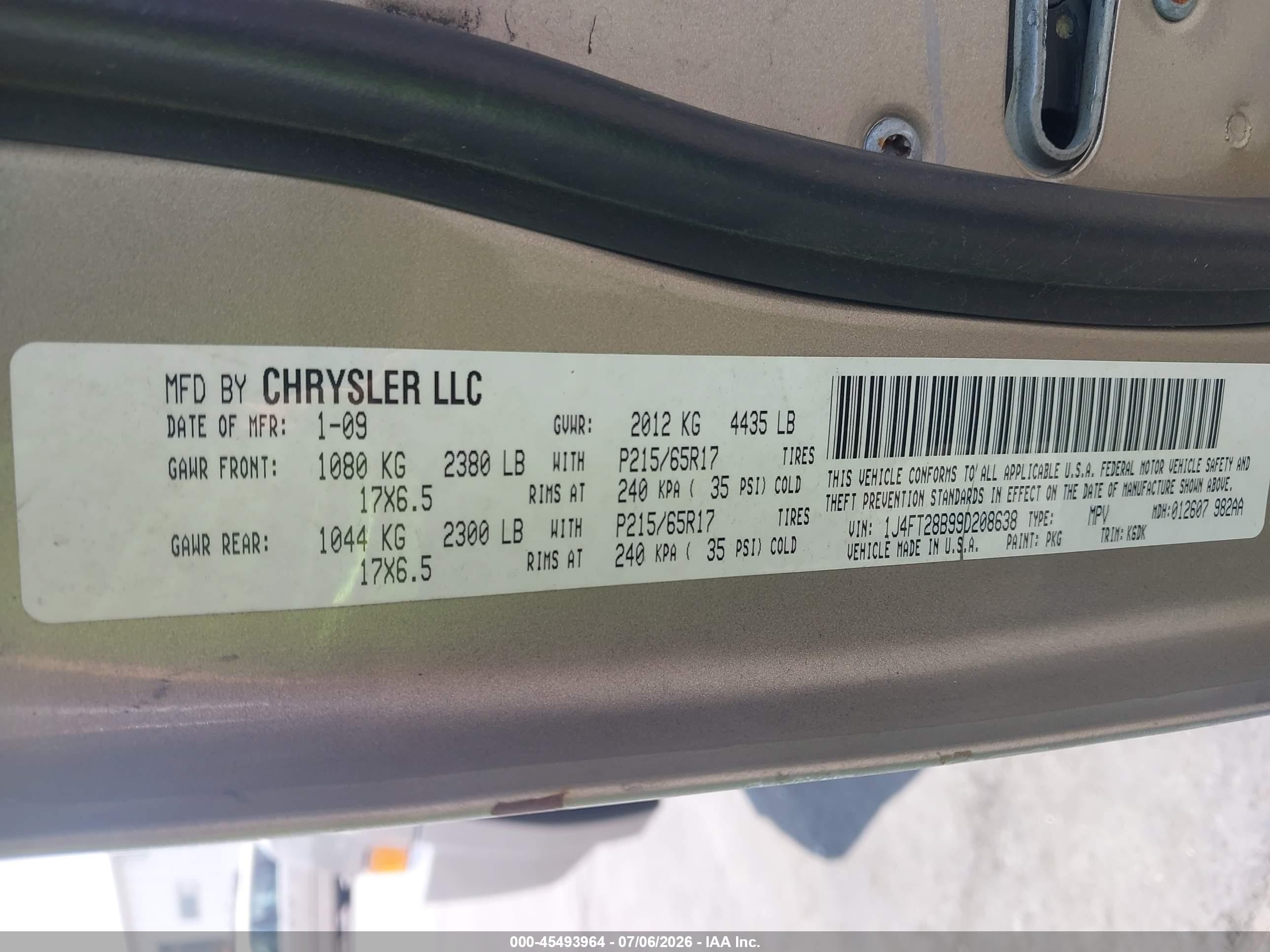 2009 Jeep Patriot Sport Золотой vin: 1J4FT28B99D208638