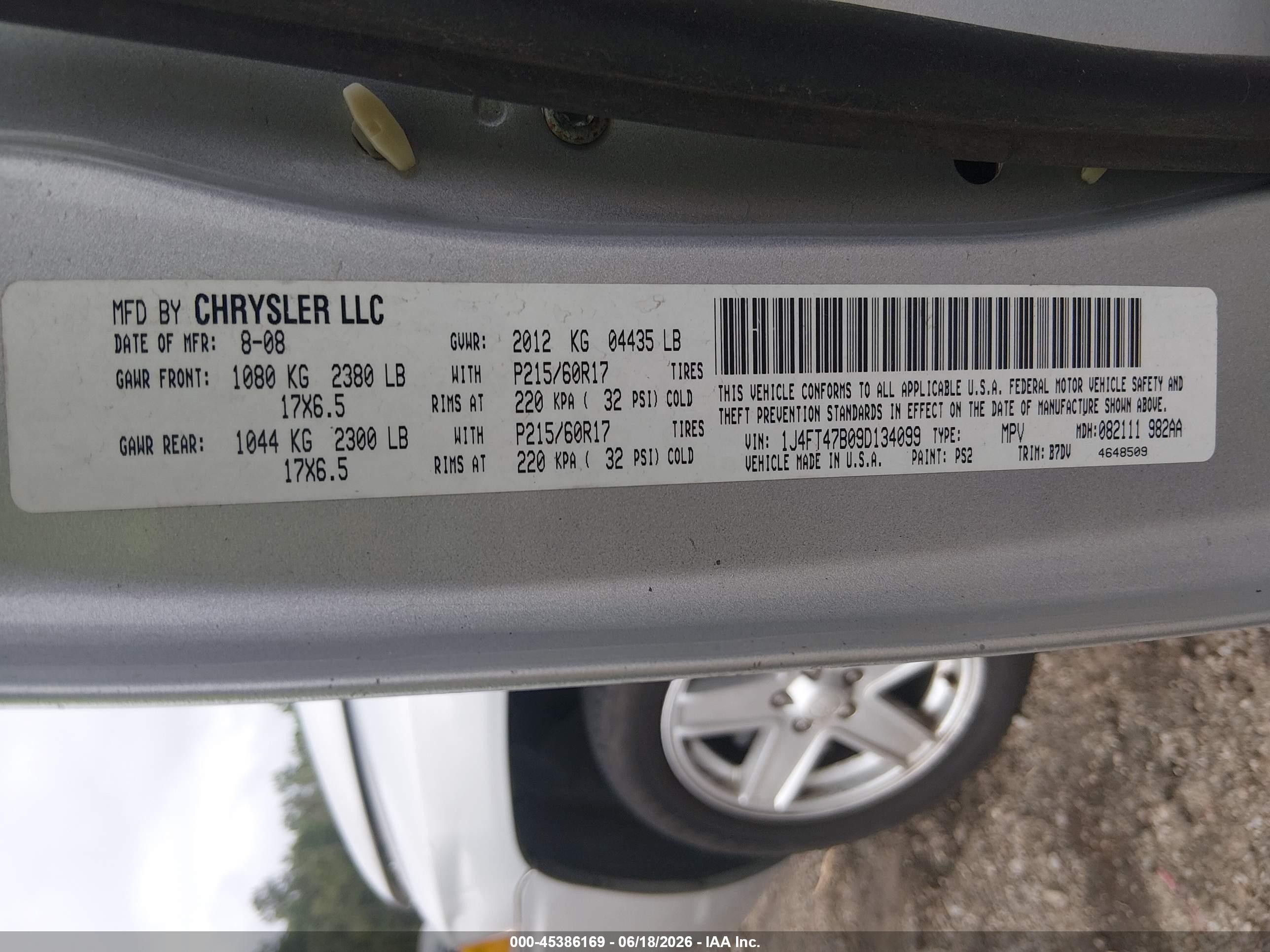2009 Jeep Compass Sport Gray vin: 1J4FT47B09D134099