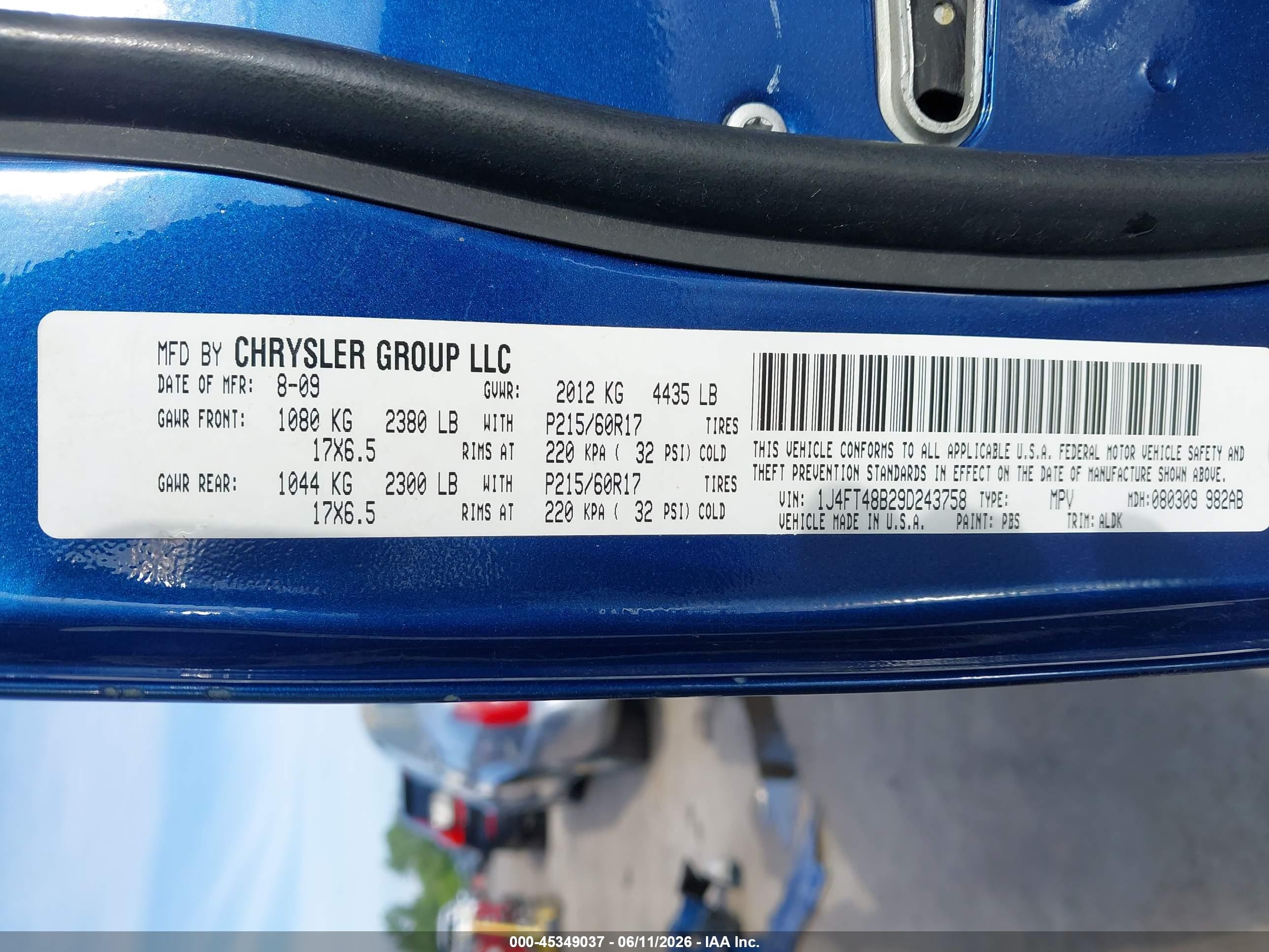2009 Jeep Patriot Limited Blue vin: 1J4FT48B29D243758