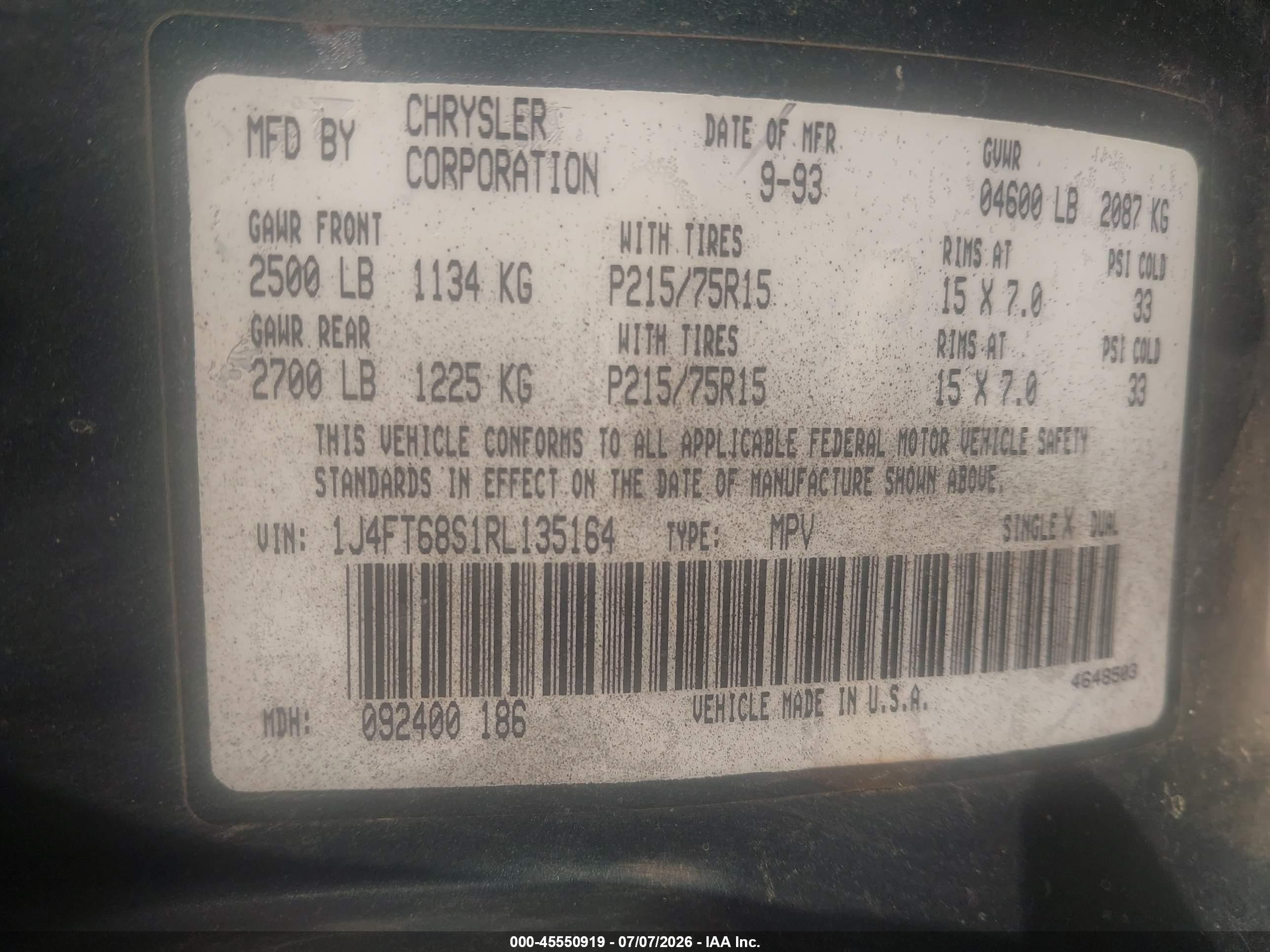 1994 Jeep Cherokee Sport Green vin: 1J4FT68S1RL135164