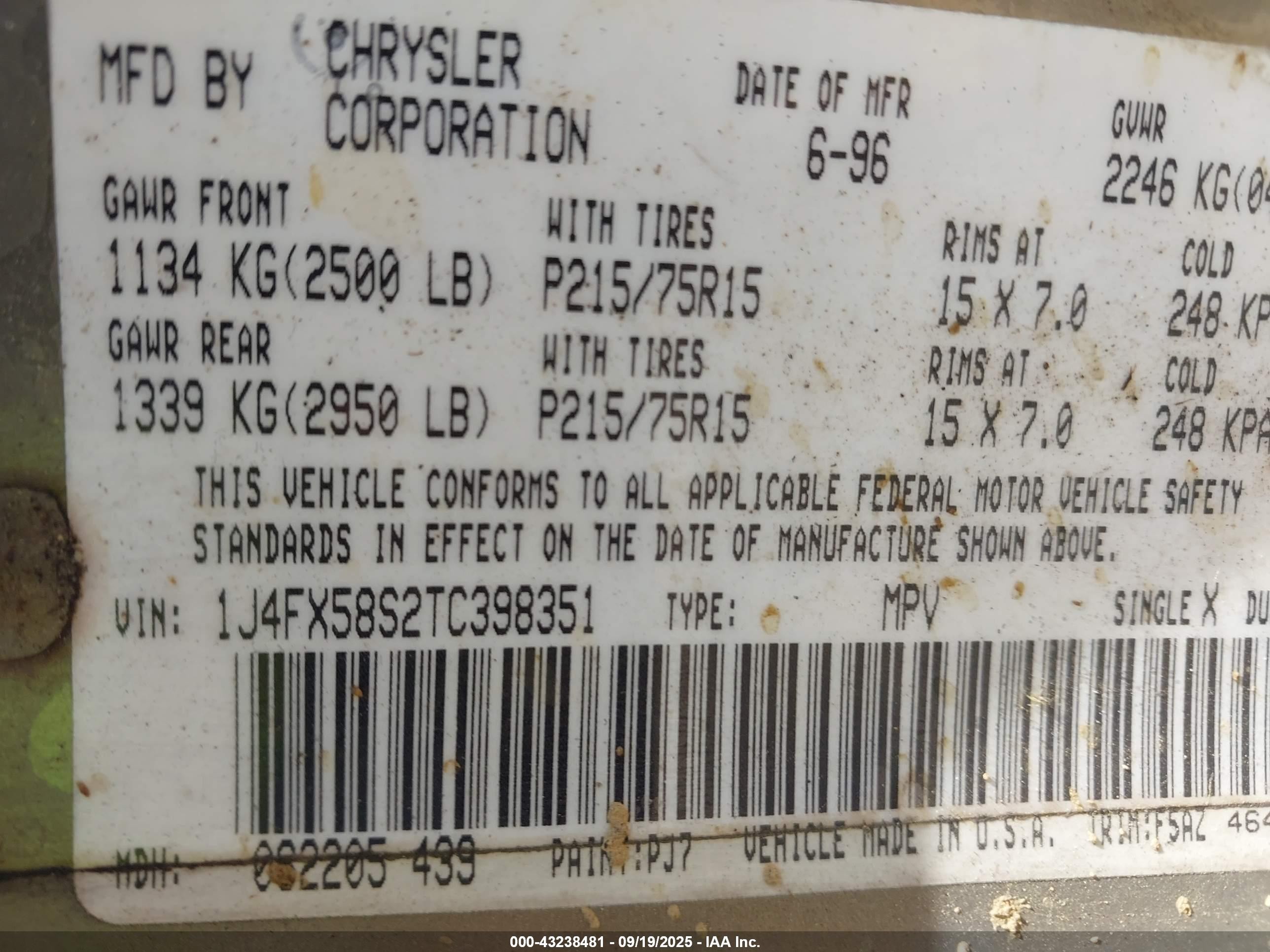 1996 Jeep Grand Cherokee Laredo Green vin: 1J4FX58S2TC398351