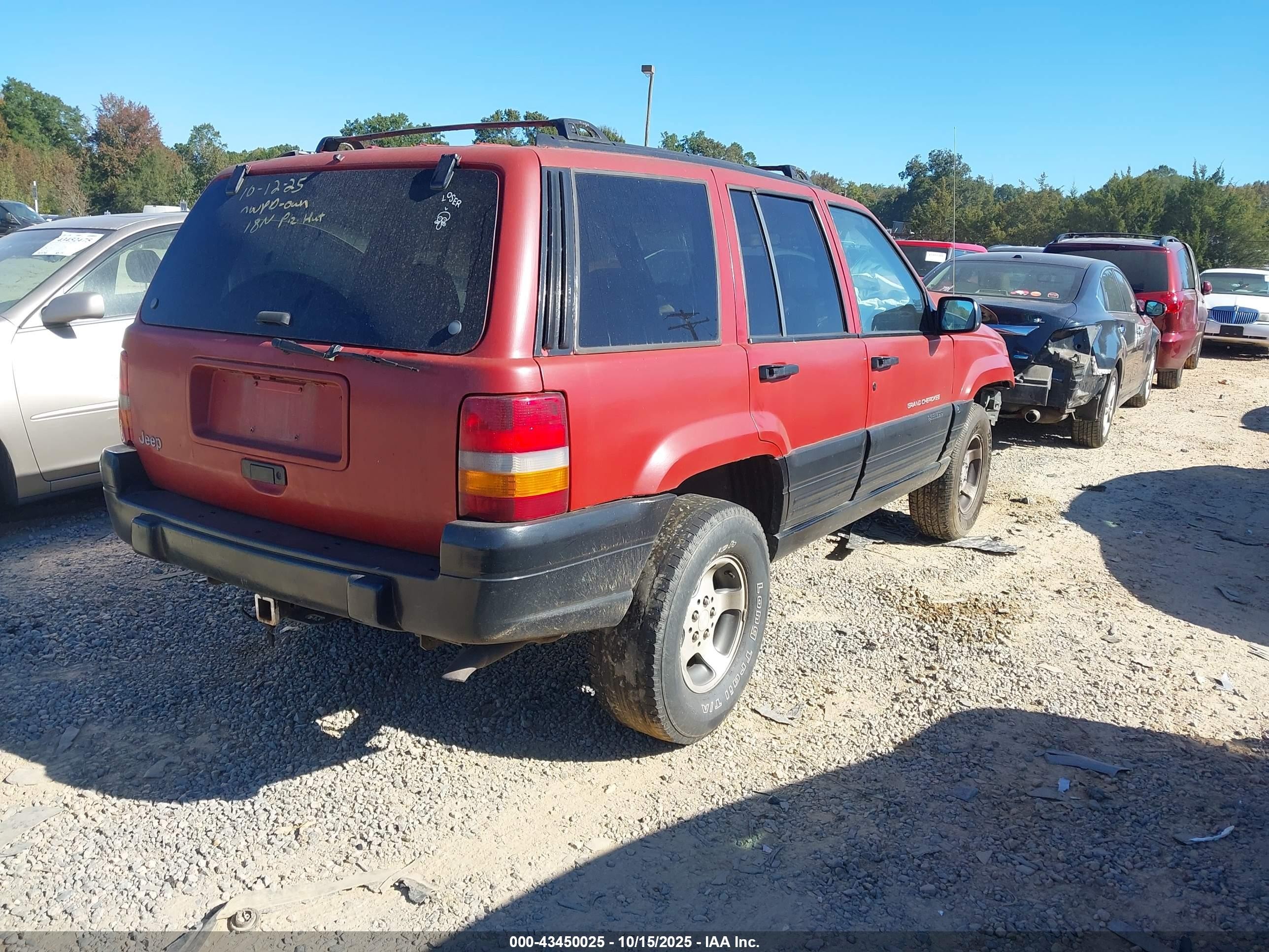 1996 Jeep Grand Cherokee Laredo Red vin: 1J4FX58S5TC397274
