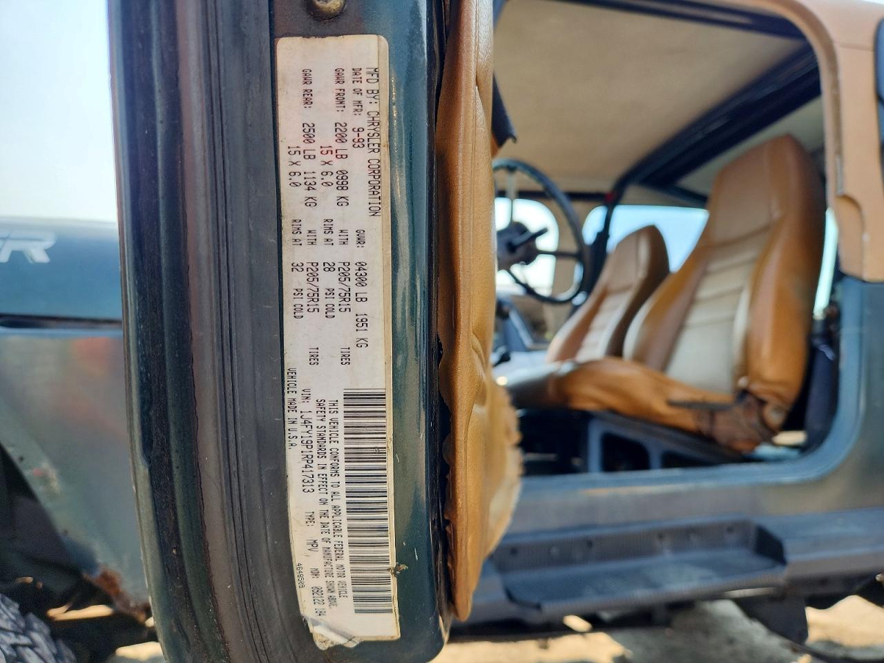 1994 Jeep Wrangler / Yj S Green vin: 1J4FY19P1RP417313