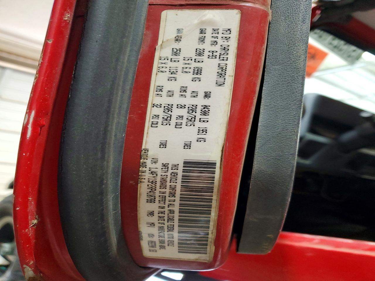 1994 Jeep Wrangler / Yj S Red vin: 1J4FY19P2RP410788