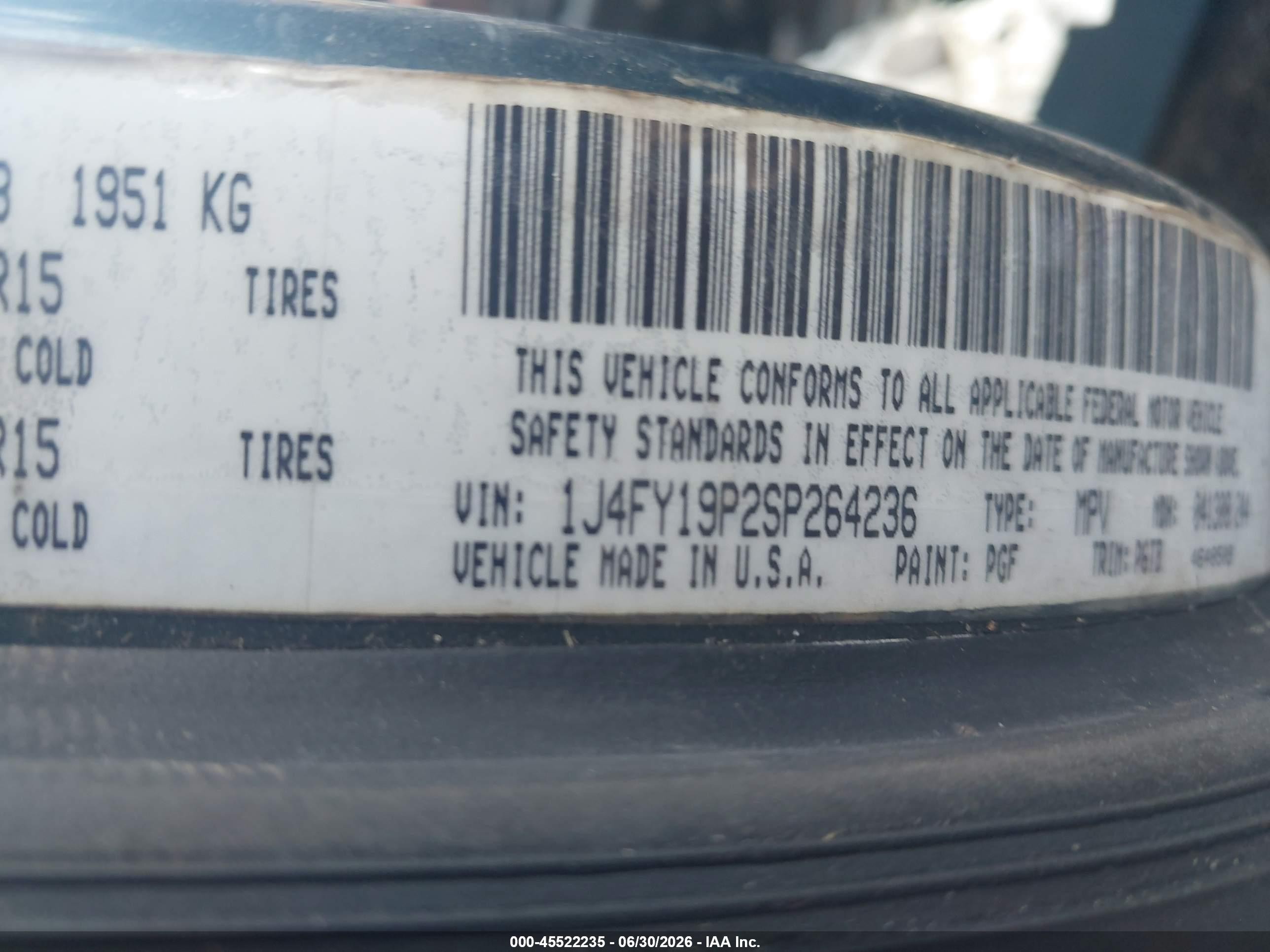 1995 Jeep Wrangler / Yj S/rio Grande Зеленый vin: 1J4FY19P2SP264236