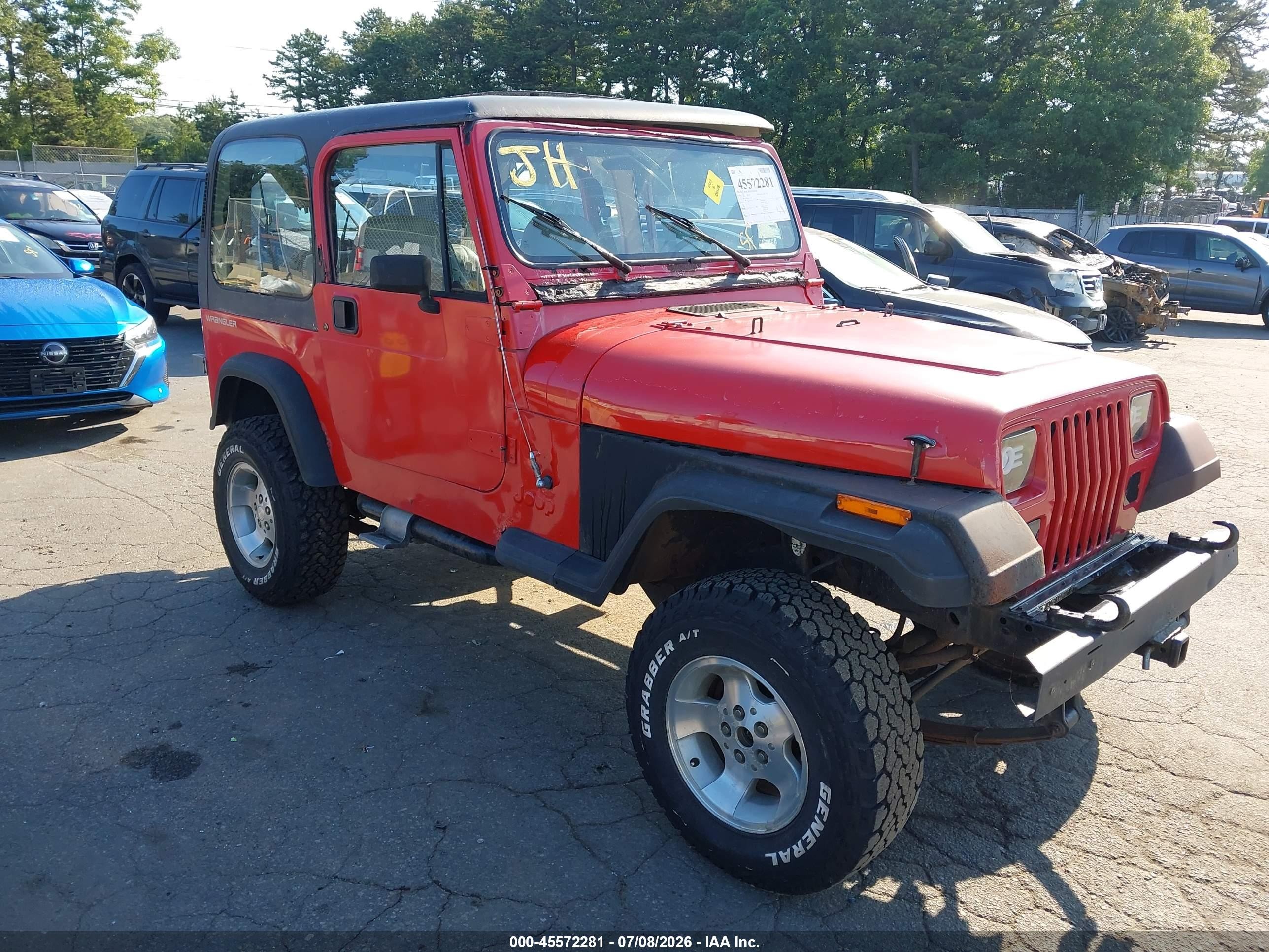 1993 Jeep Wrangler / Yj S Красный vin: 1J4FY19P3PP221399