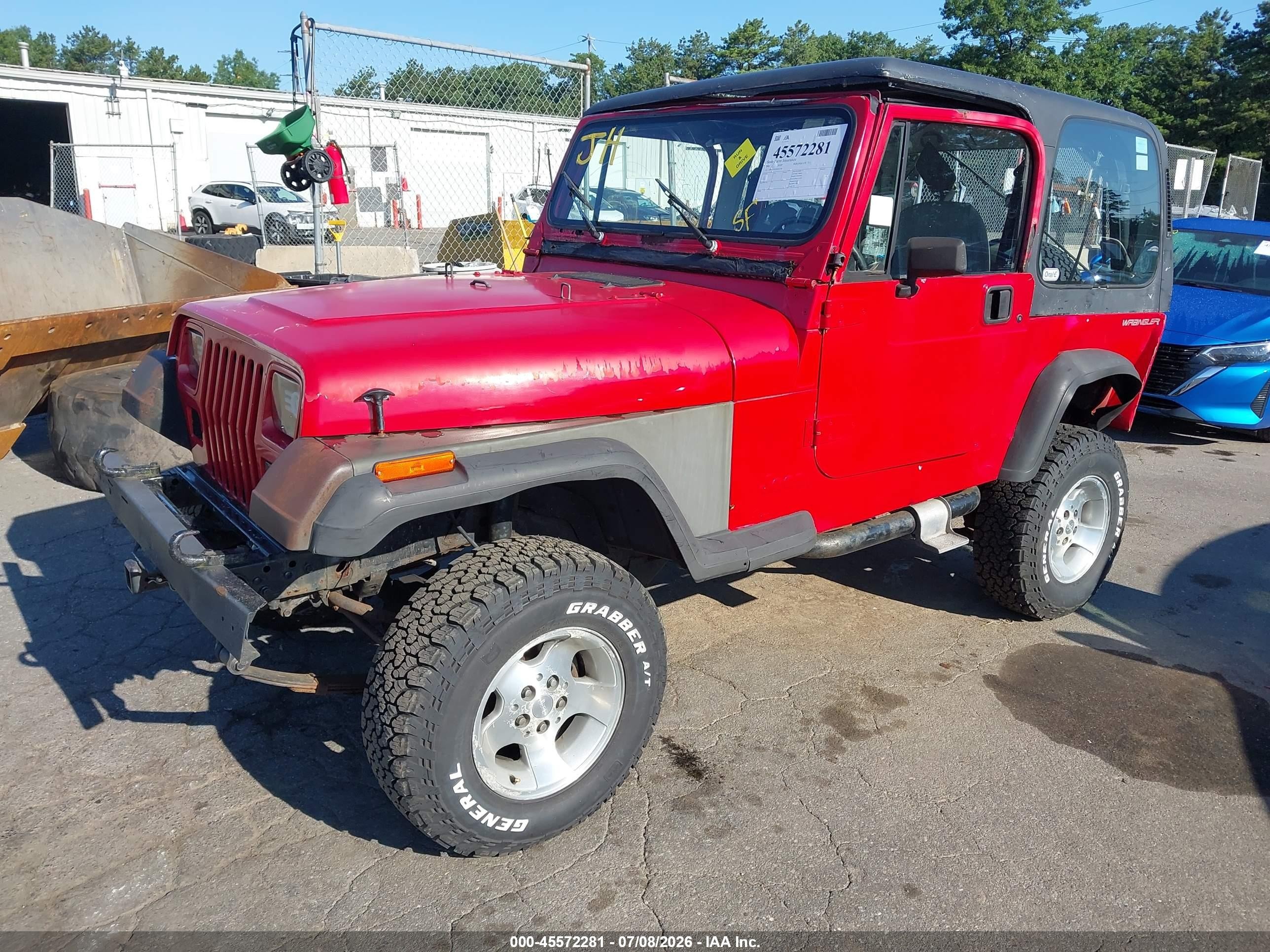 1993 Jeep Wrangler / Yj S Красный vin: 1J4FY19P3PP221399