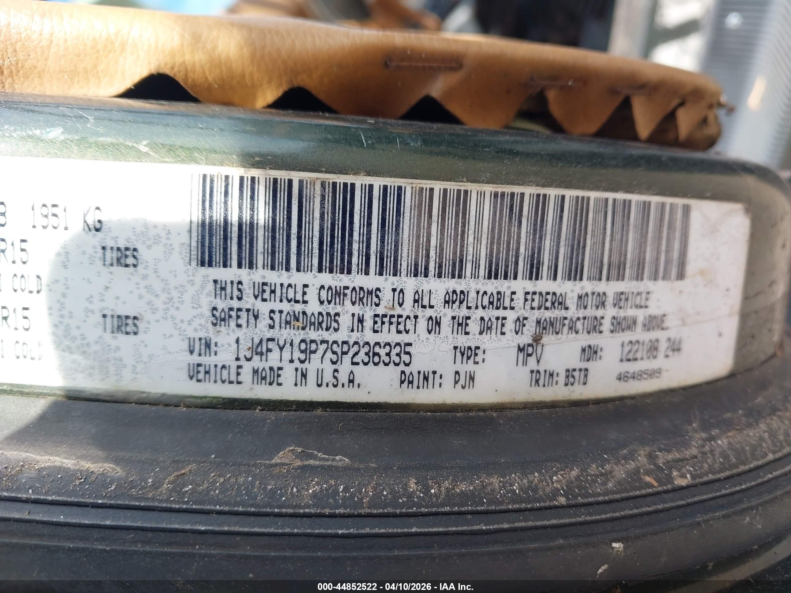 1995 Jeep Wrangler / Yj S/rio Grande Зеленый vin: 1J4FY19P7SP236335