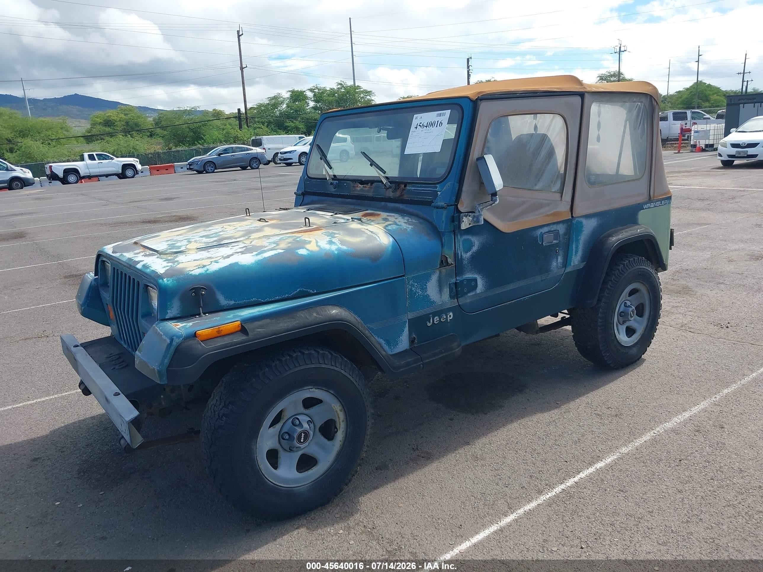 1995 Jeep Wrangler / Yj S/rio Grande Light Blue vin: 1J4FY19P7SP237890
