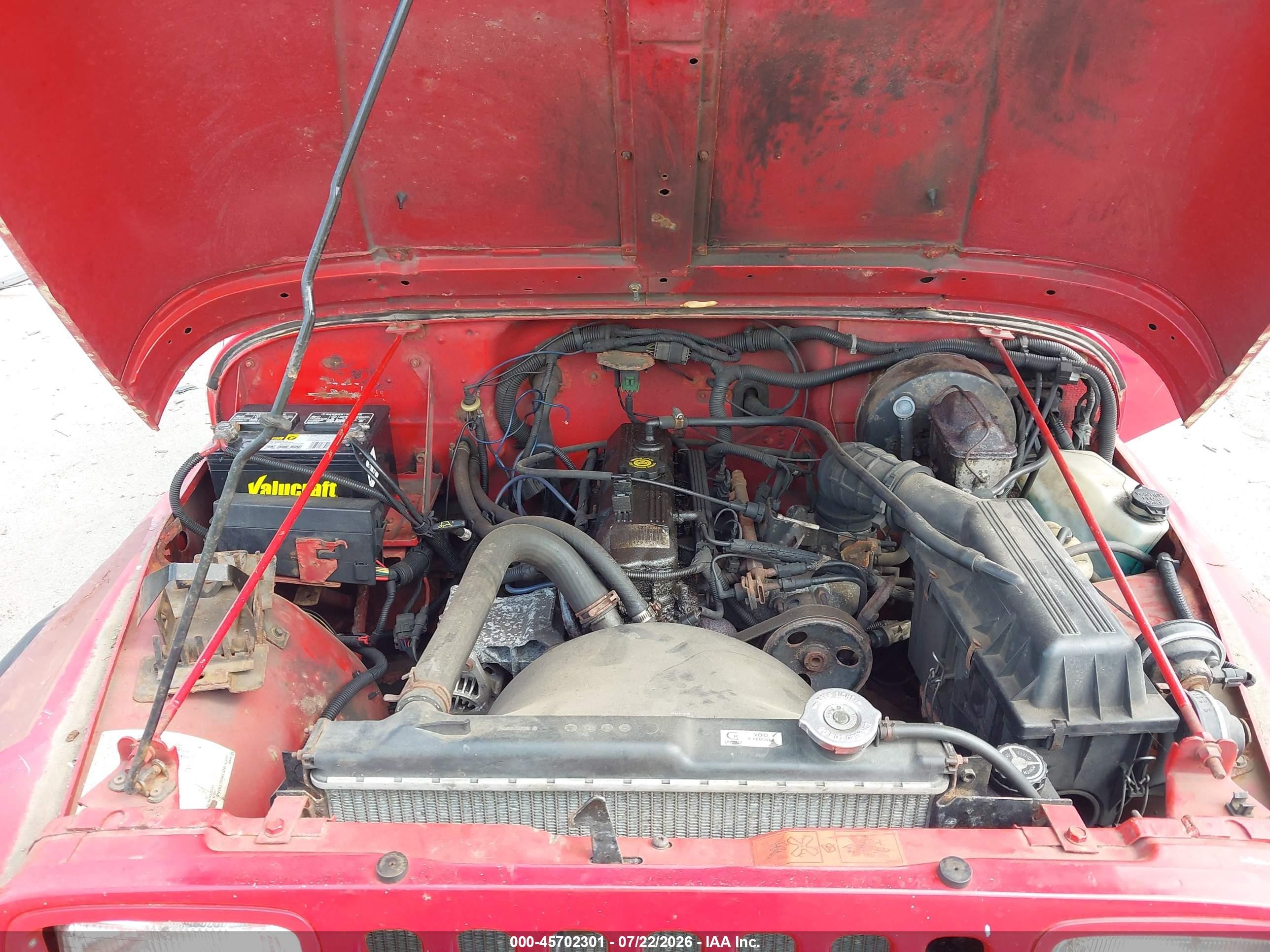 1995 Jeep Wrangler / Yj S/rio Grande Красный vin: 1J4FY19P9SP300777