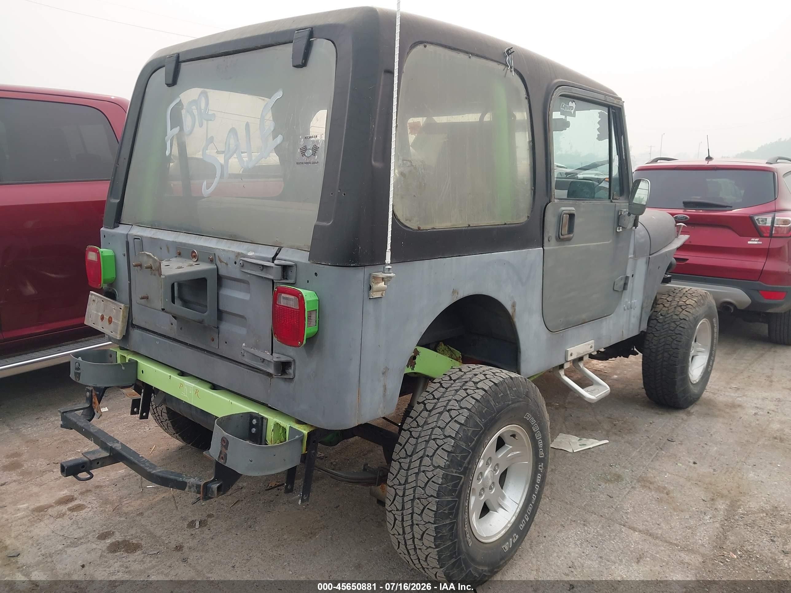 1995 Jeep Wrangler / Yj S/rio Grande Gray vin: 1J4FY19PXSP296769
