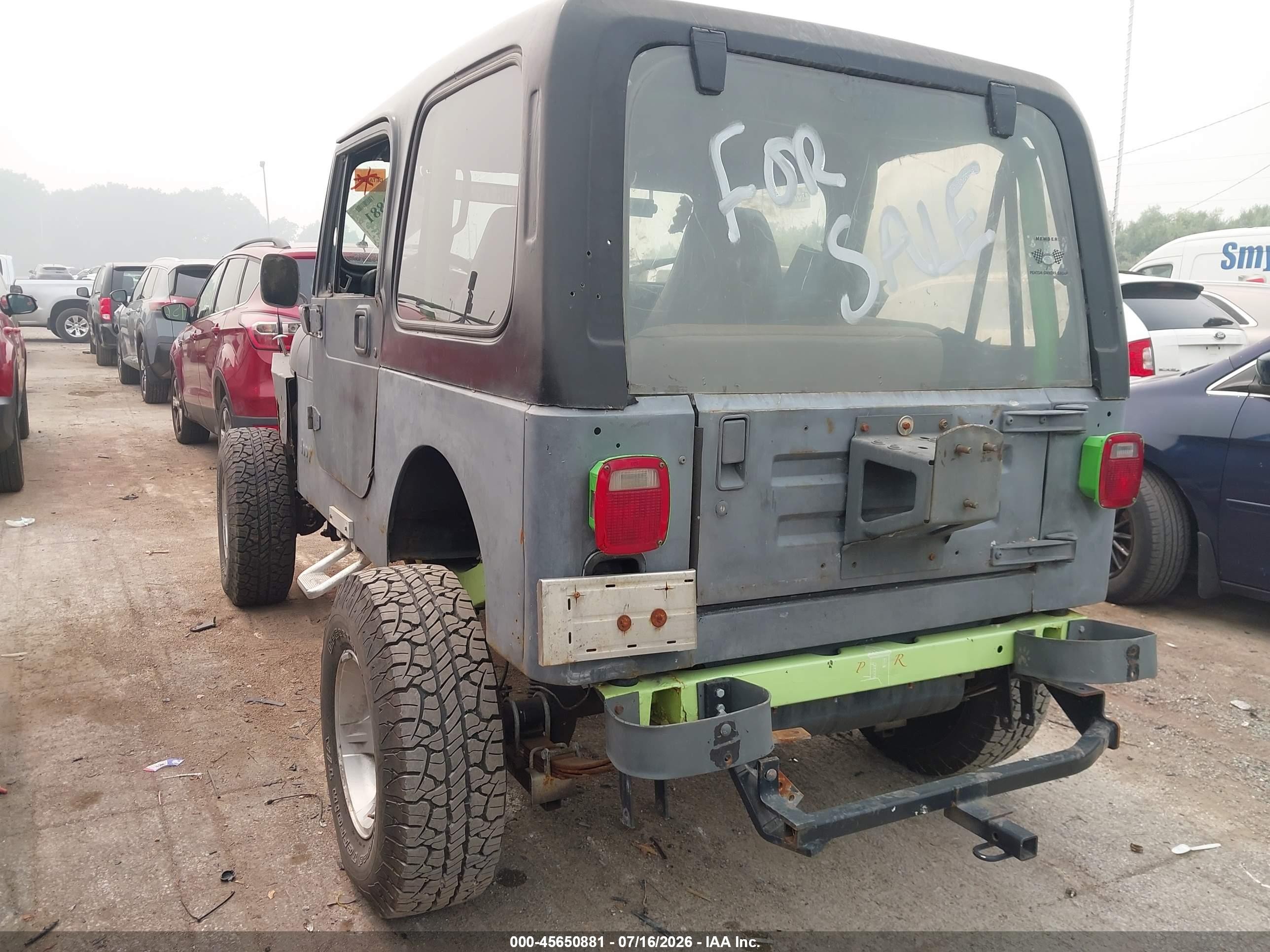 1995 Jeep Wrangler / Yj S/rio Grande Gray vin: 1J4FY19PXSP296769