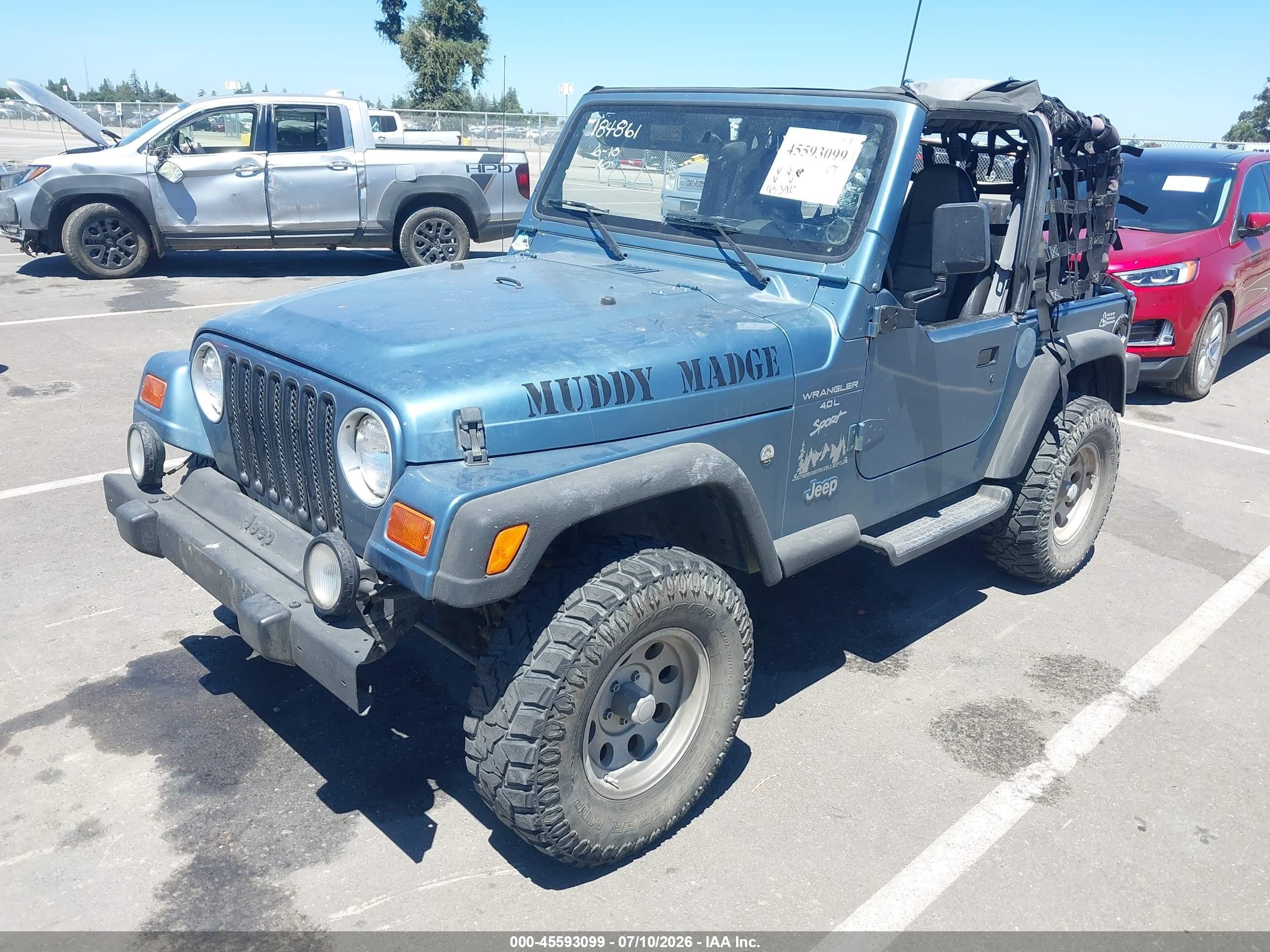 1999 Jeep Wrangler Sport Blue vin: 1J4FY19S2XP408671