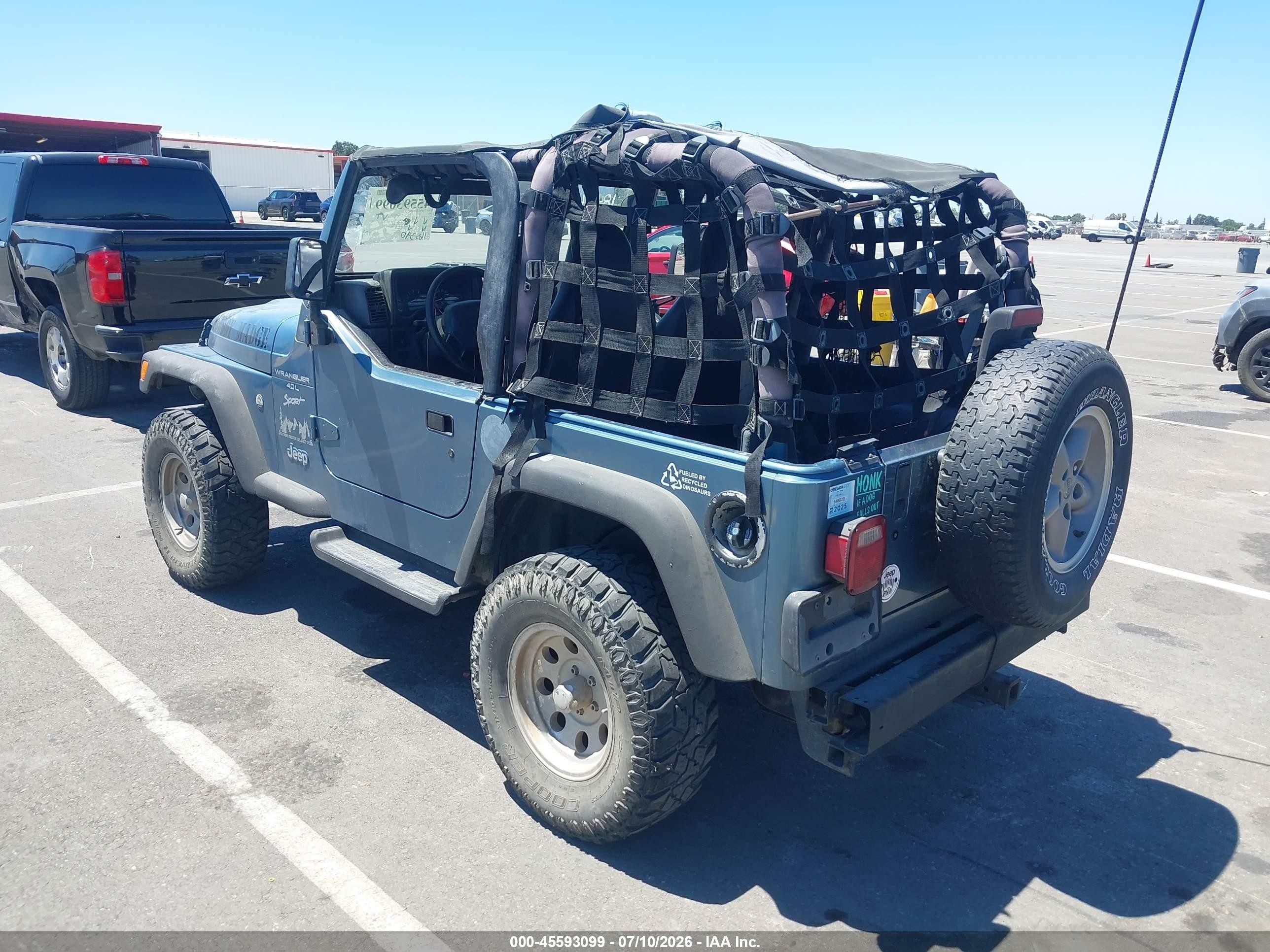 1999 Jeep Wrangler Sport Blue vin: 1J4FY19S2XP408671