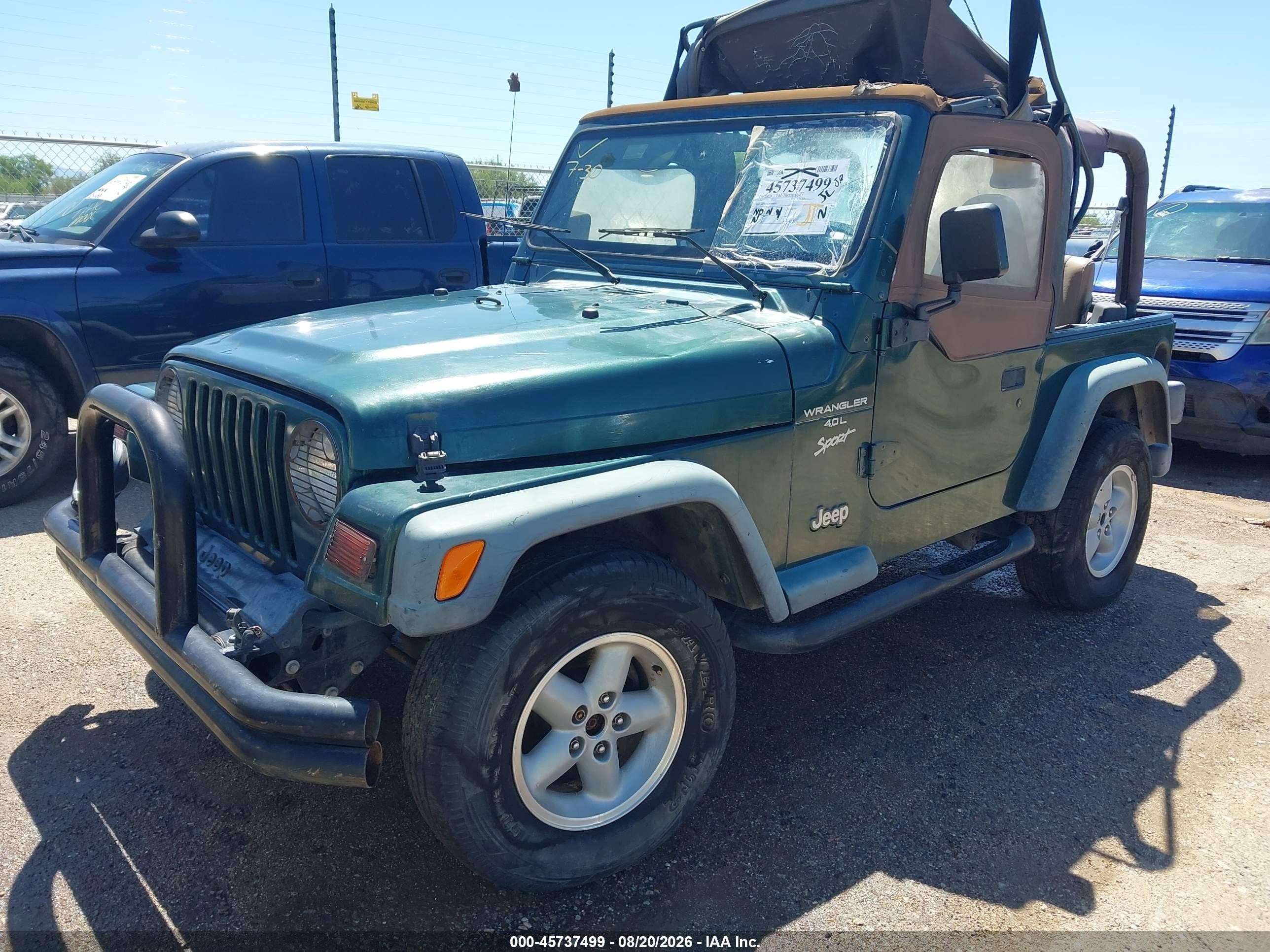 1999 Jeep Wrangler Sport Зеленый vin: 1J4FY19S2XP440620
