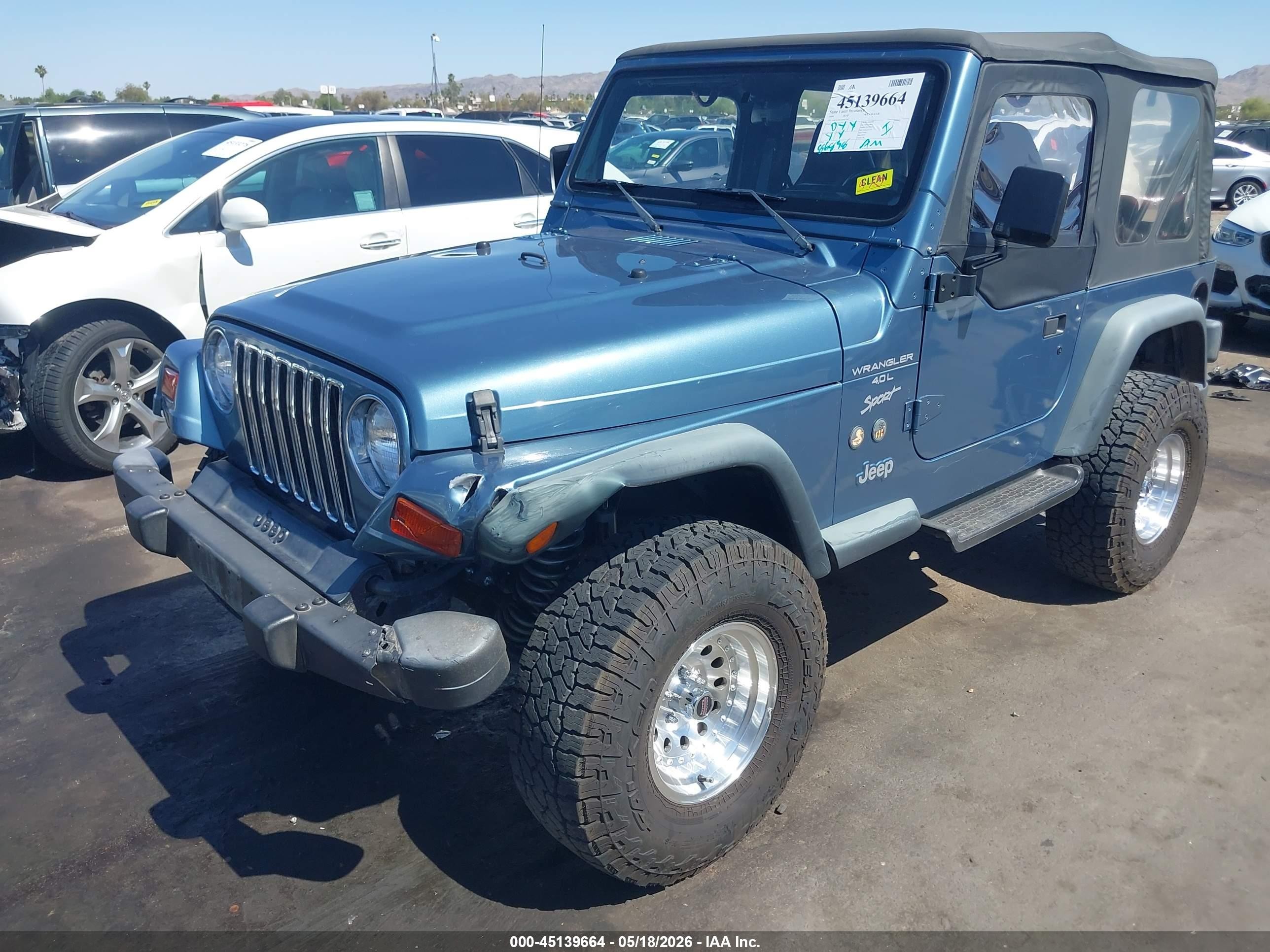 1999 Jeep Wrangler Sport Синий vin: 1J4FY19S2XP467347